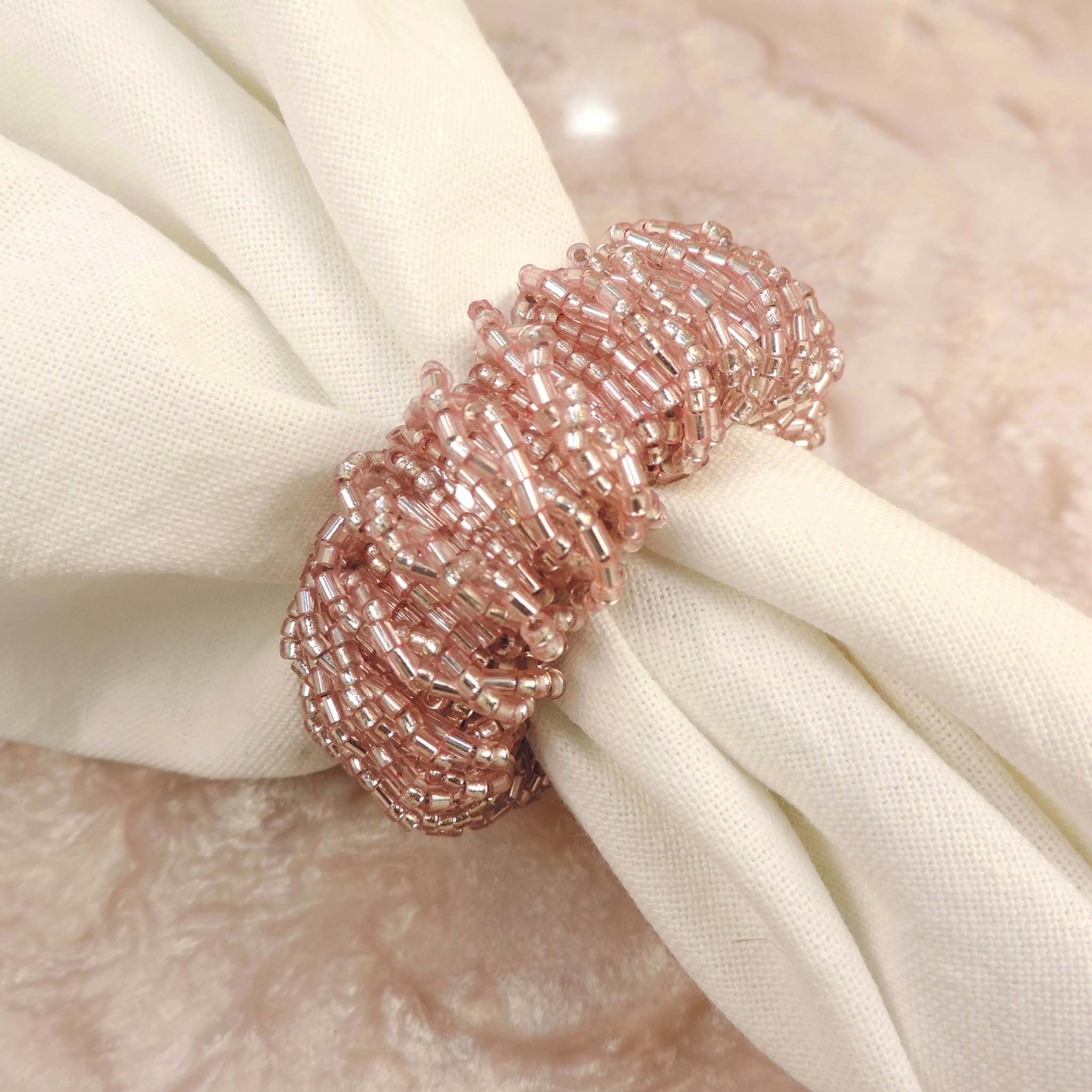 Bling-Bling Napkin Ring in Light Pink, Set of 4