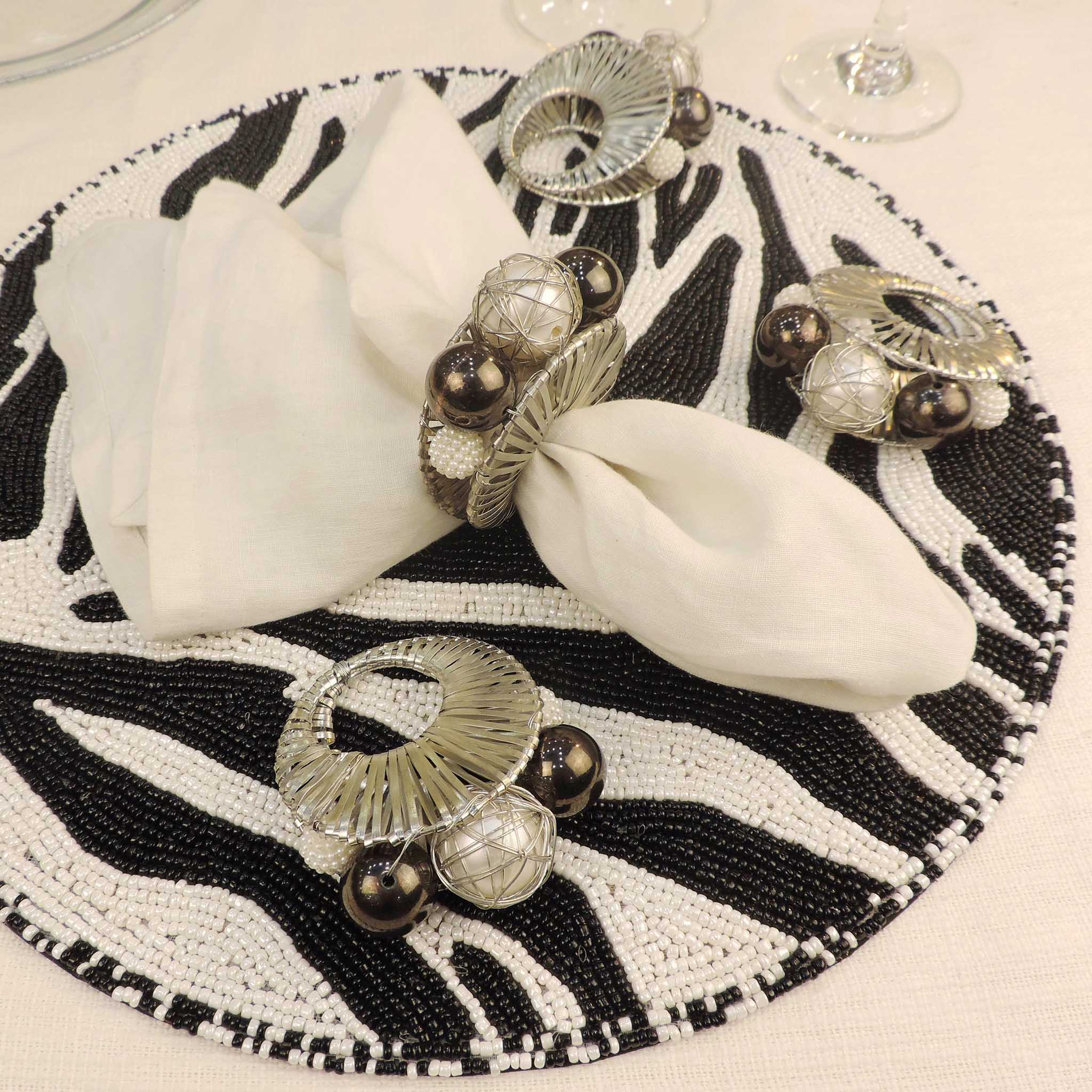 Pearl Napkin Ring in Silver, Set of 4
