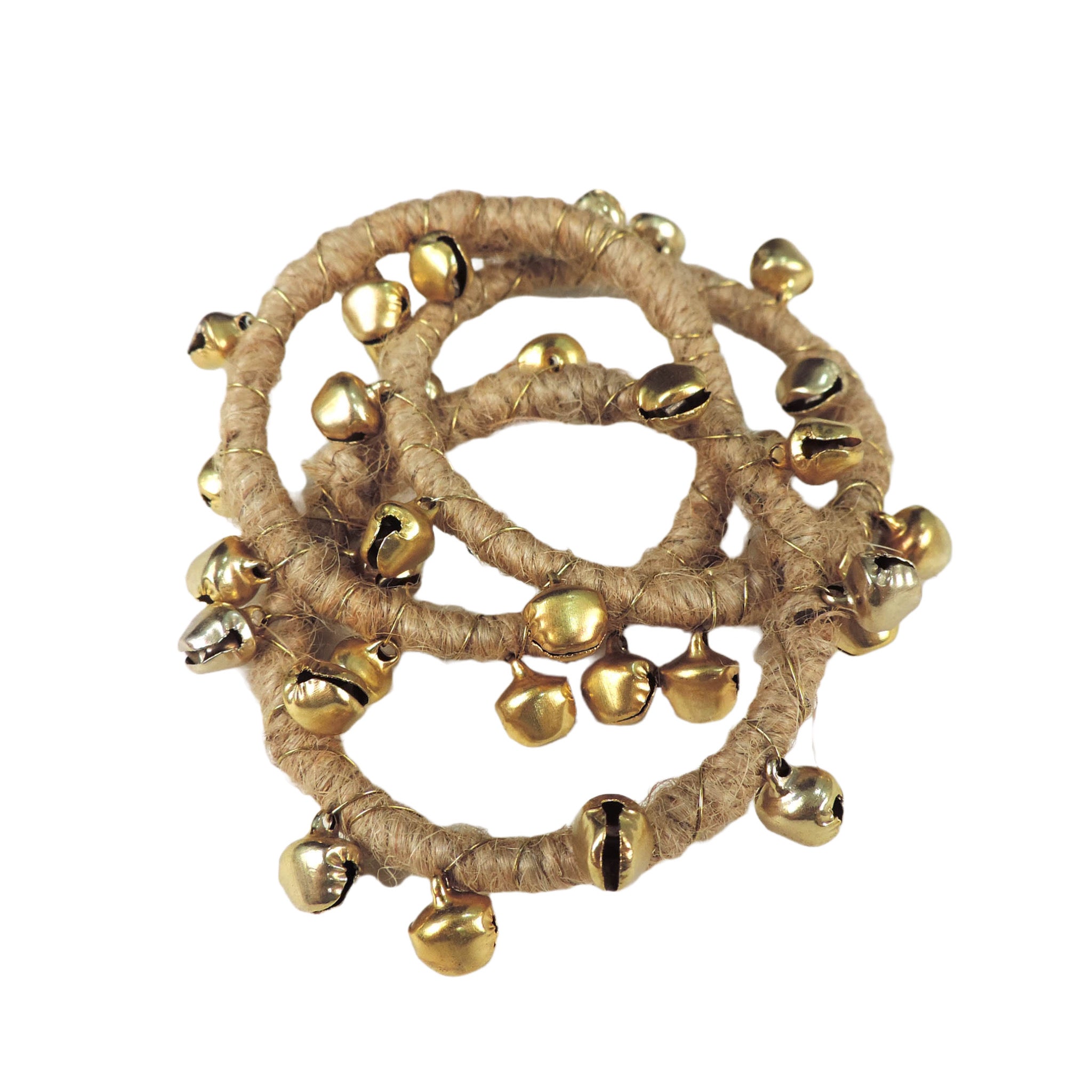 With Bells On Jute Napkin Ring in Gold, Set of 4