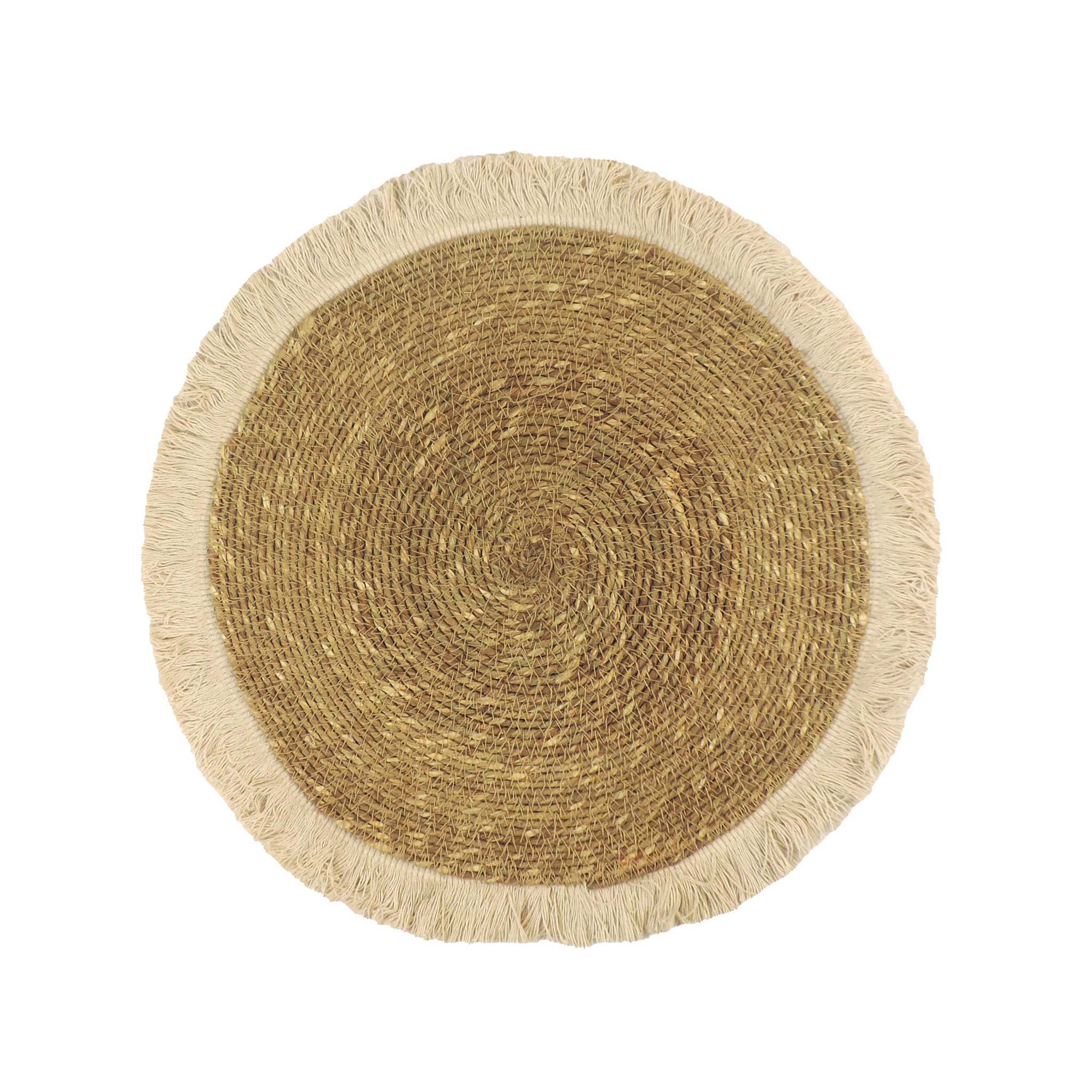Jute Fringed Edge Placemat in Natural White, Set of 2/4