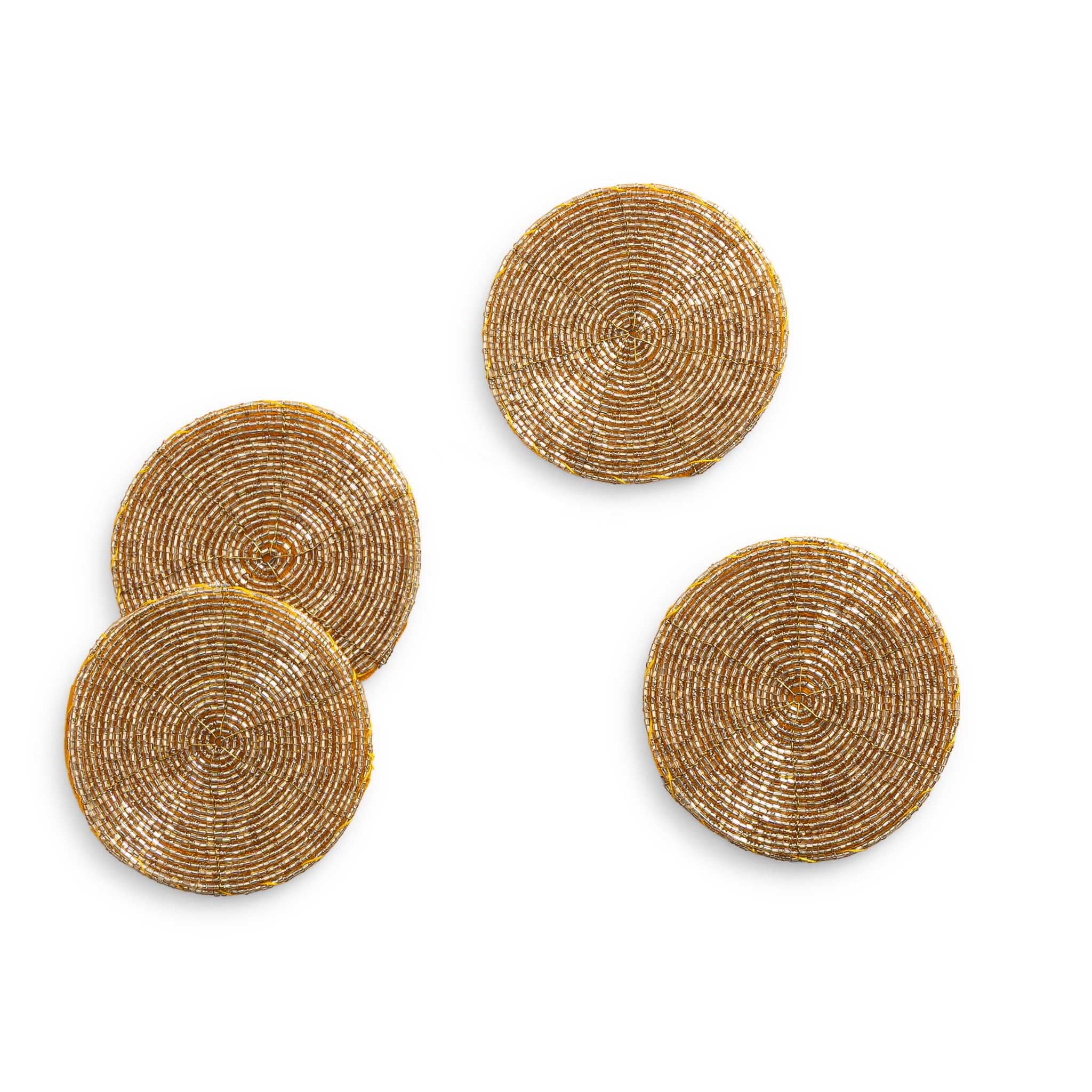 Glass Bead Coaster in Gold, Set of 4