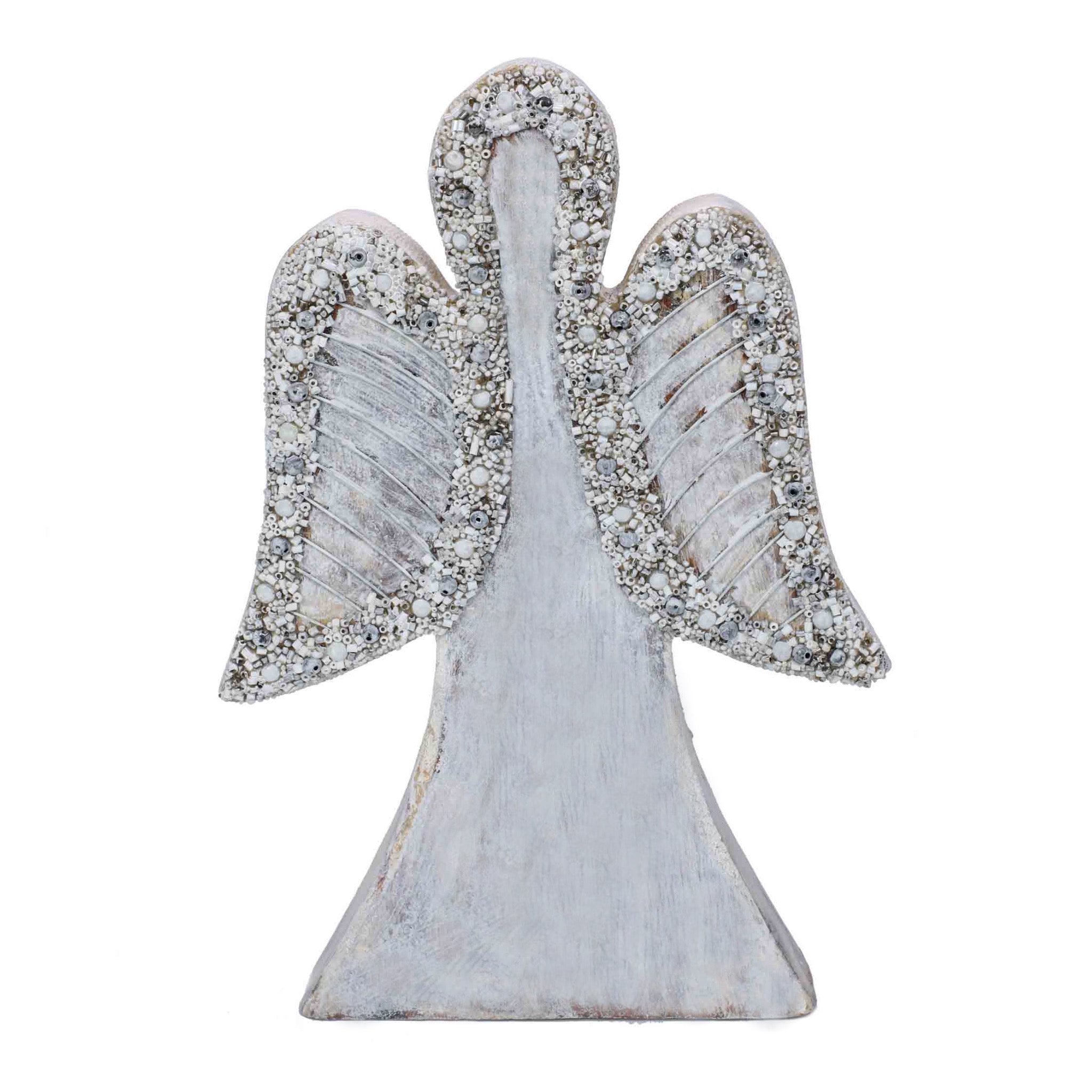 Calling All Angels Wood Sculpture in White