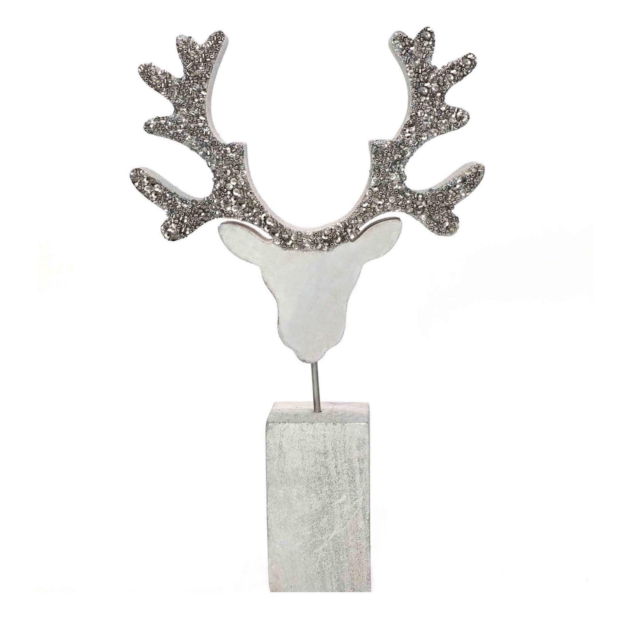 Oh Deer! Wood Sculpture # 1 in Silver