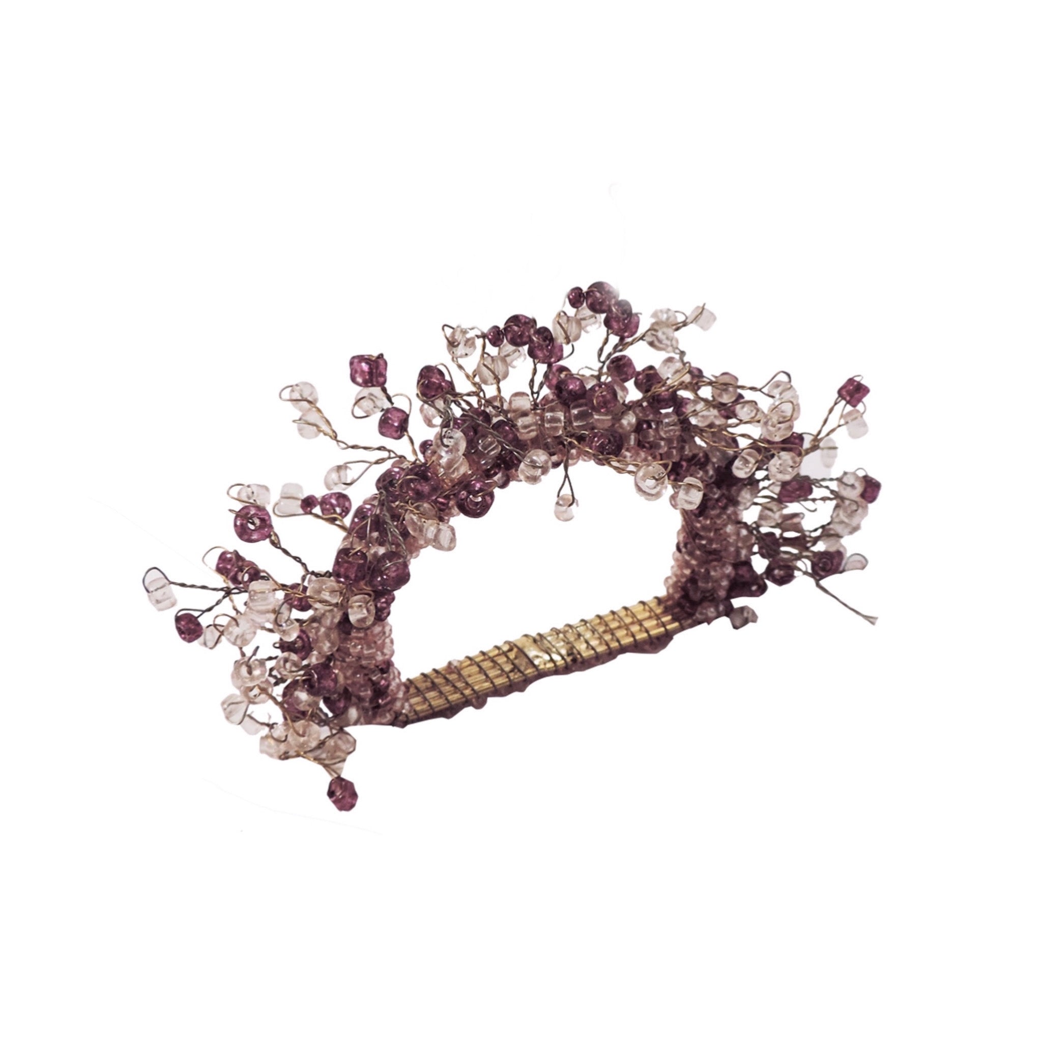 Beaded Shag Napkin Ring in Purple, Set of 4