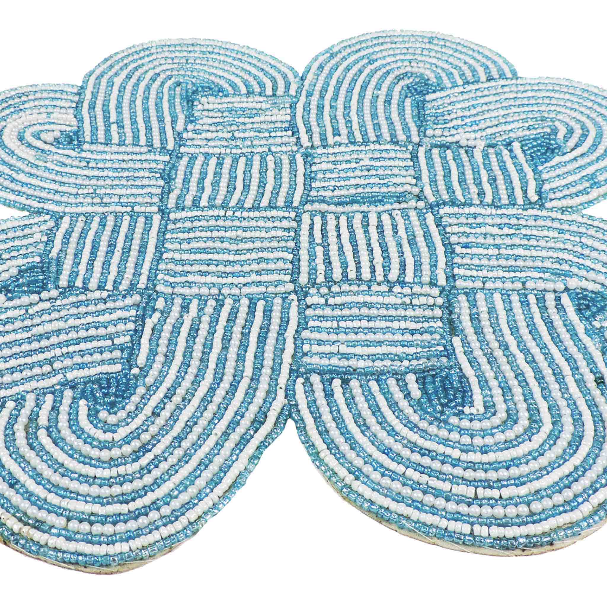 Celtic Knot Beaded Placemat in Teal & Cream, Set of 2