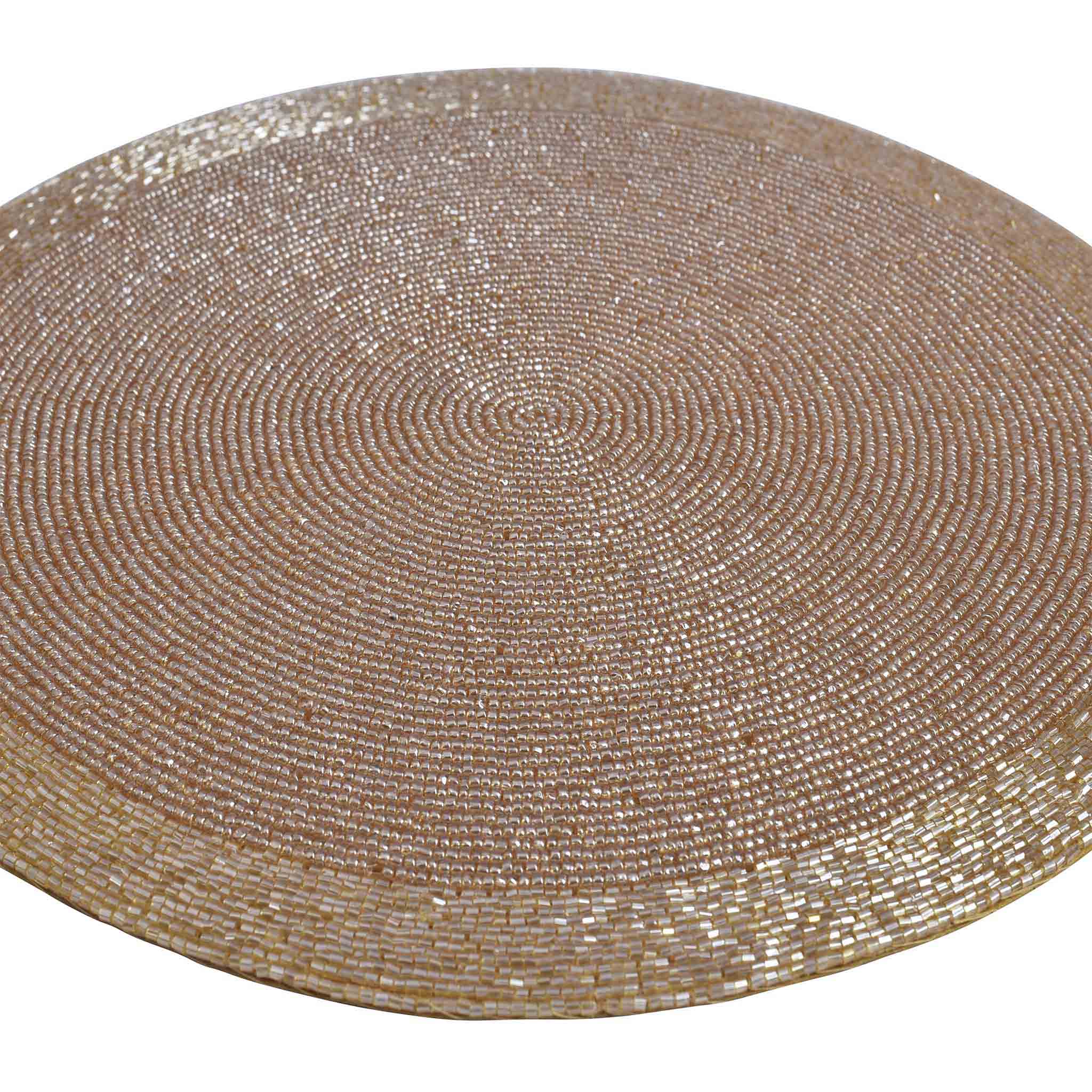 Ring Bling Beaded Placemat in Champagne Gold, Set of 2