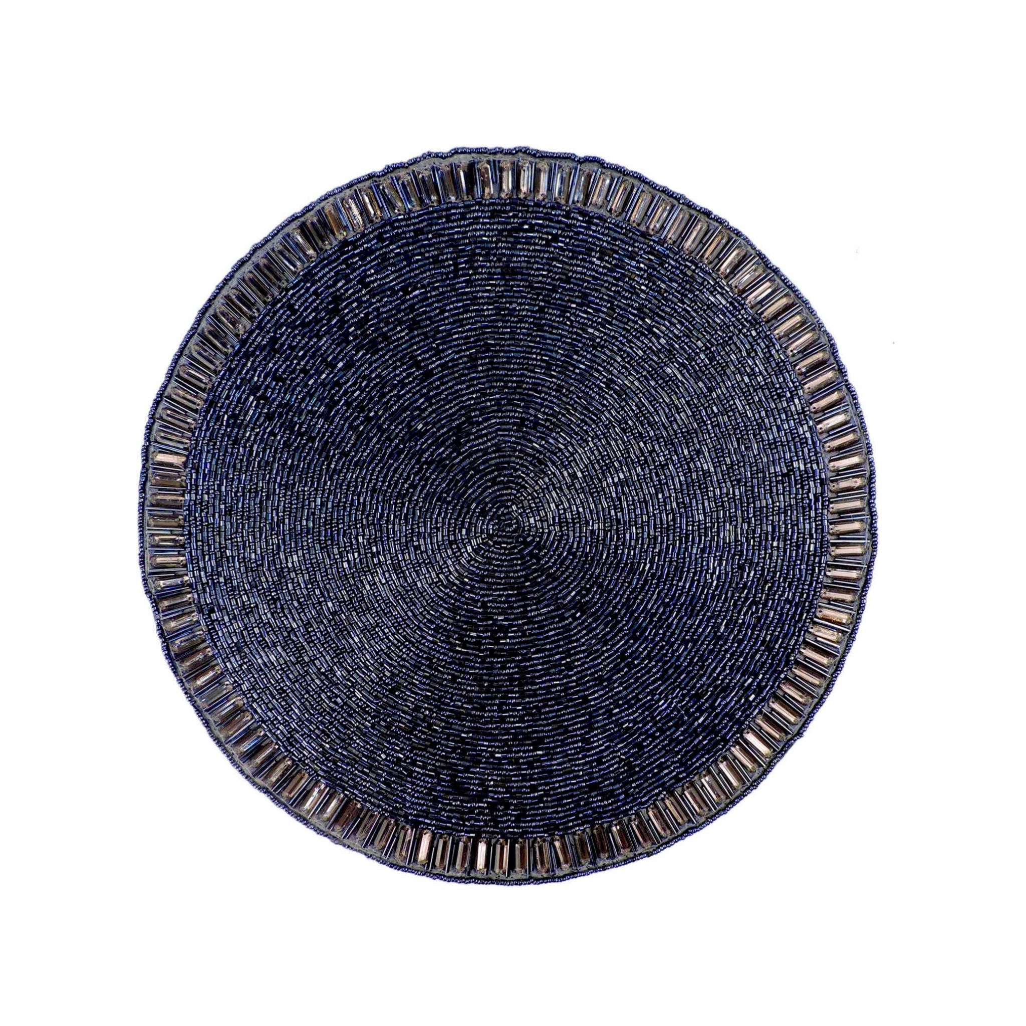 Glam Crystal Beaded Placemat in Luster Blue, Set of 2