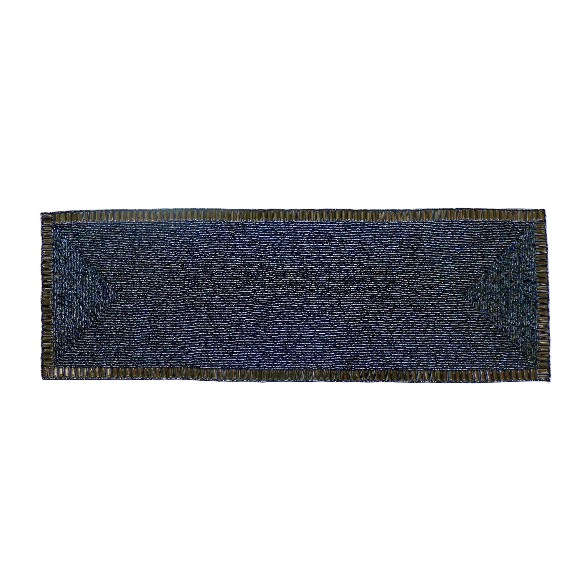 Glam Crystal Bead Embroidered Table Runner in Luster Blue