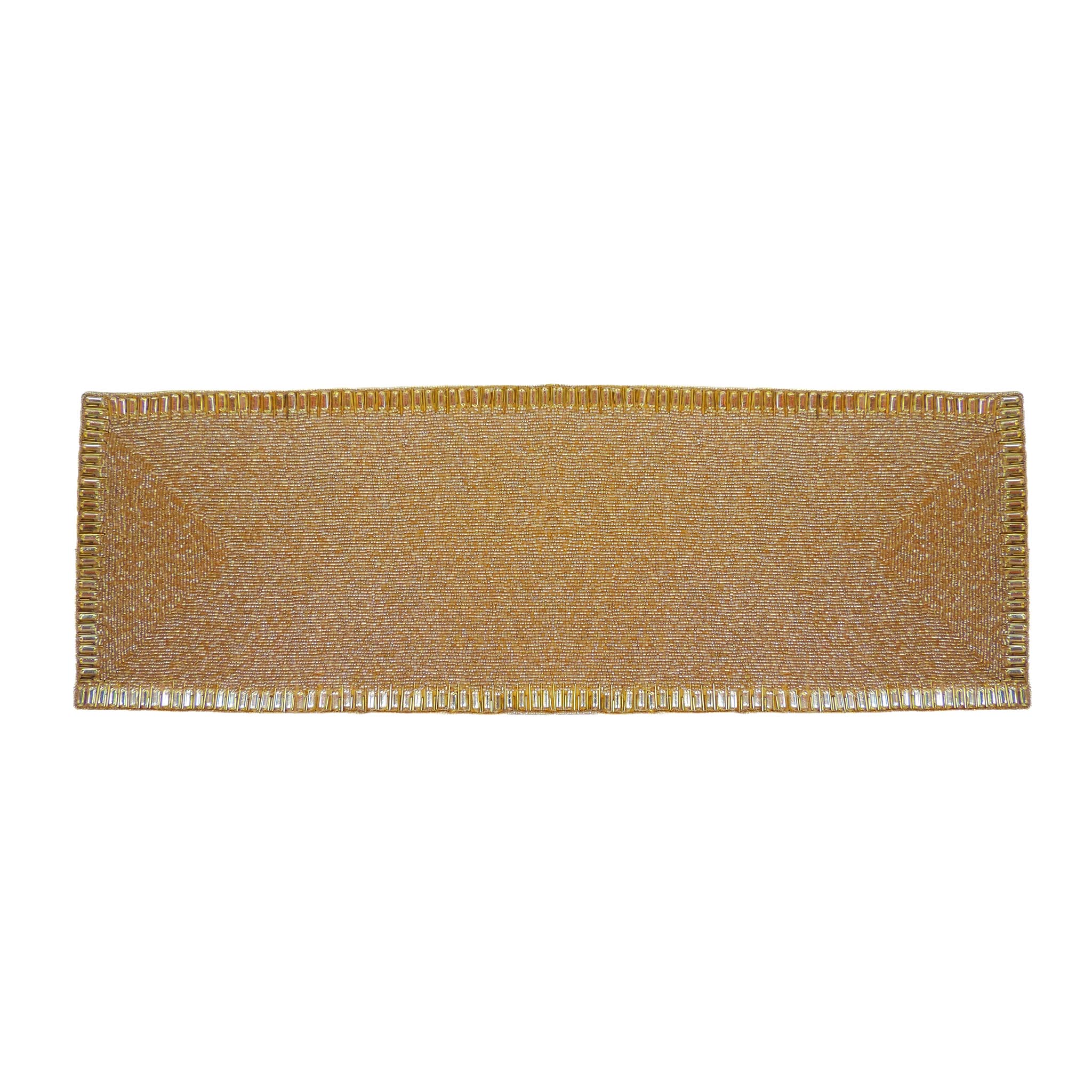 Glam Crystal Bead Embroidered Table Runner in Gold