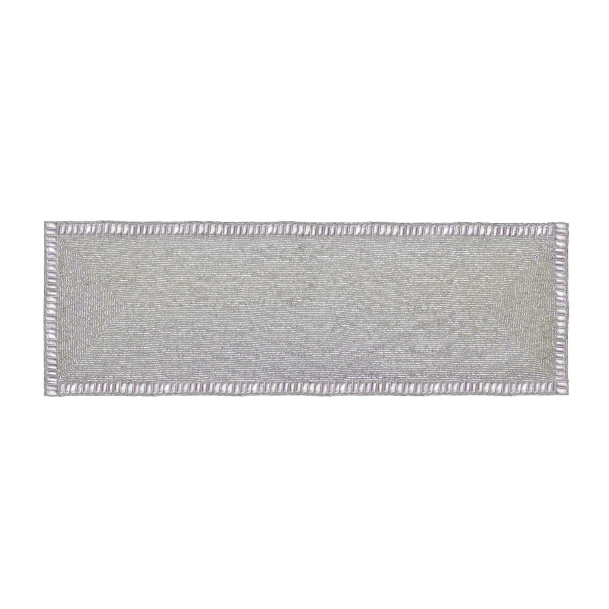 Glam Crystal Bead Embroidered Table Runner in Cream Silver