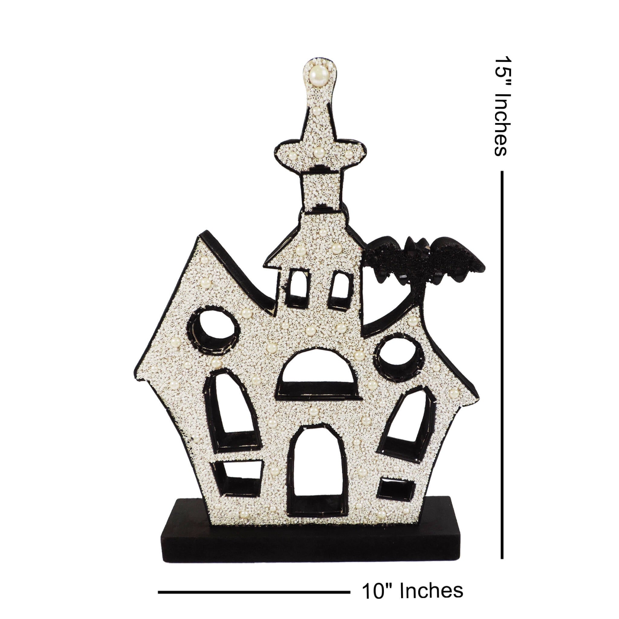 Haunted House Beaded Table Decor in White & Black