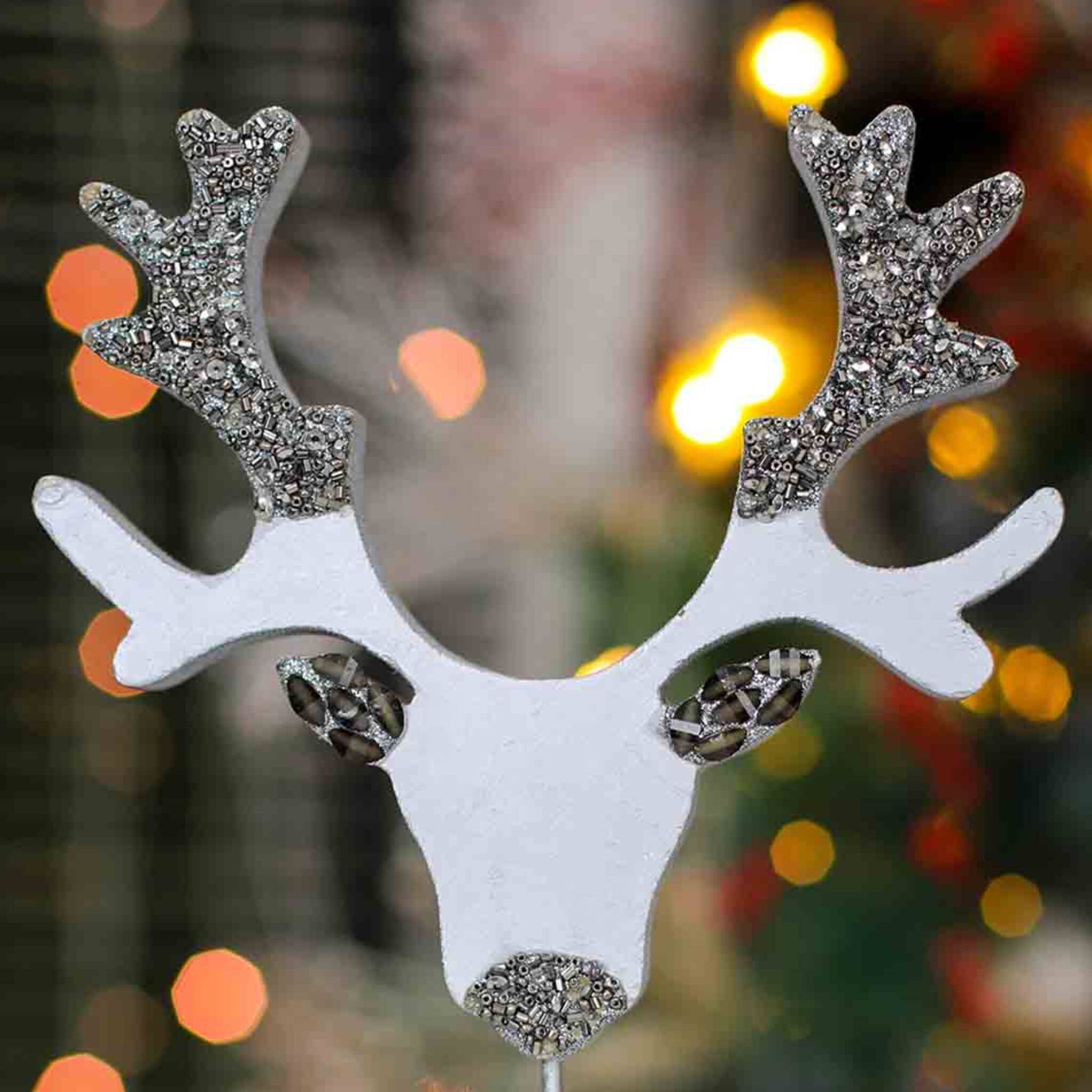 Oh Deer! Wood Sculpture # 2 in Silver