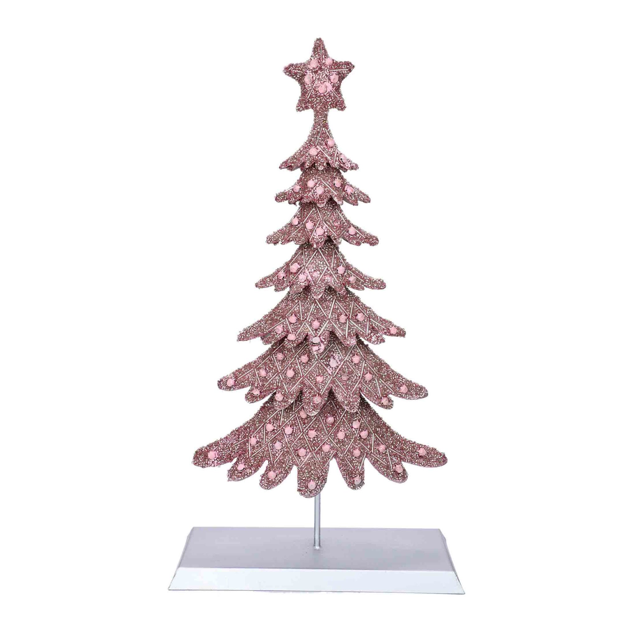 Dickens Beaded Christmas Tree in Pink & Silver