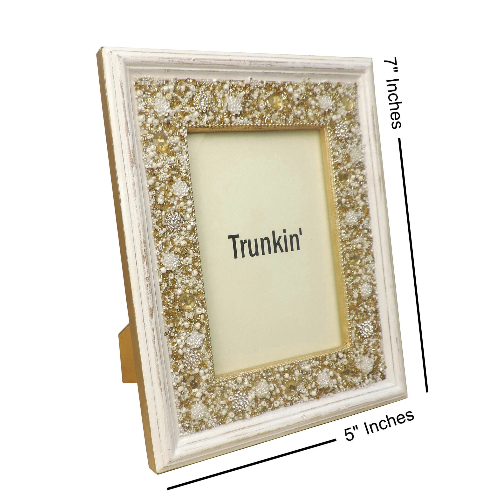 Just Bling It Beaded Photo Frame in White & Gold