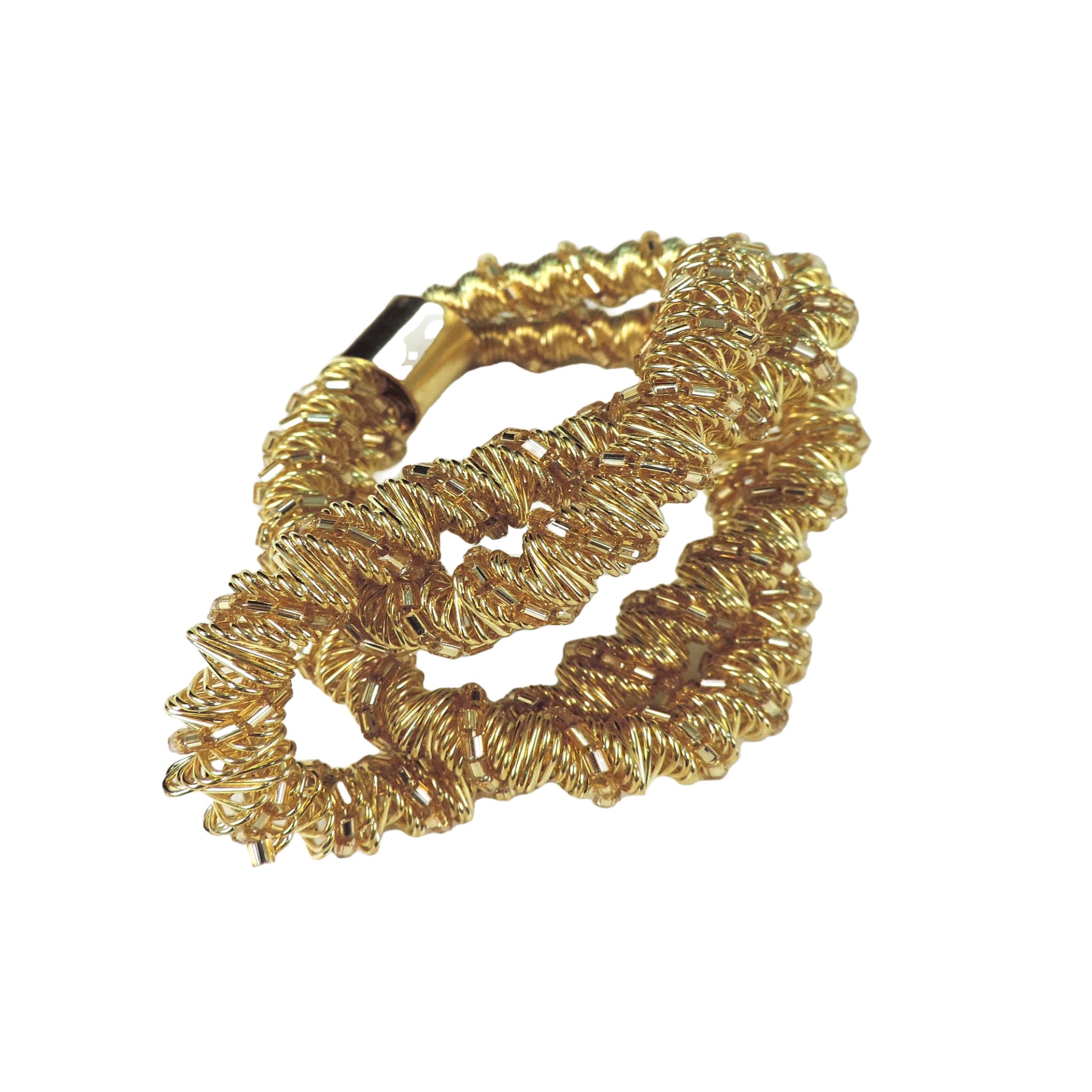 Square Knot Beaded Napkin Ring in Gold, Set of 4