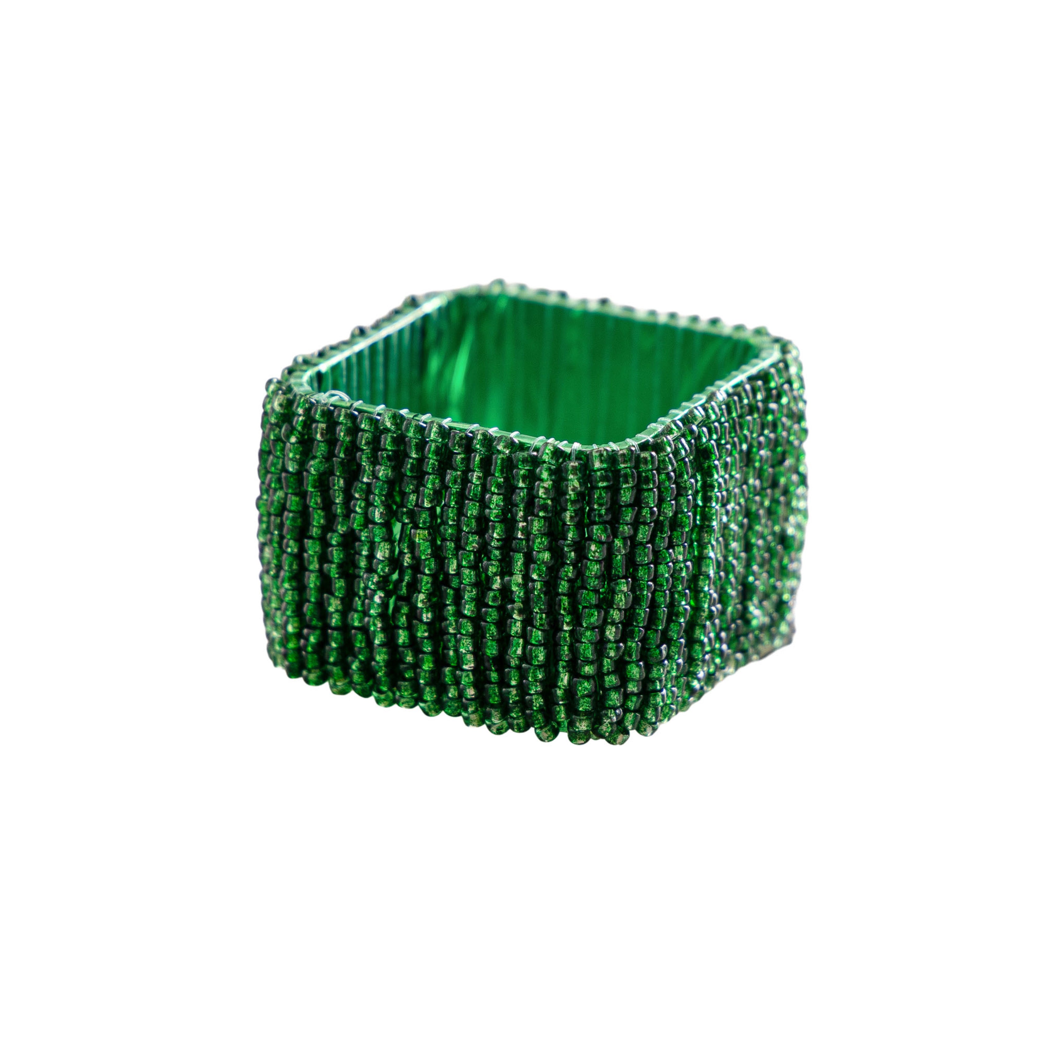 Classic Square Napkin Ring in Green, Set of 4