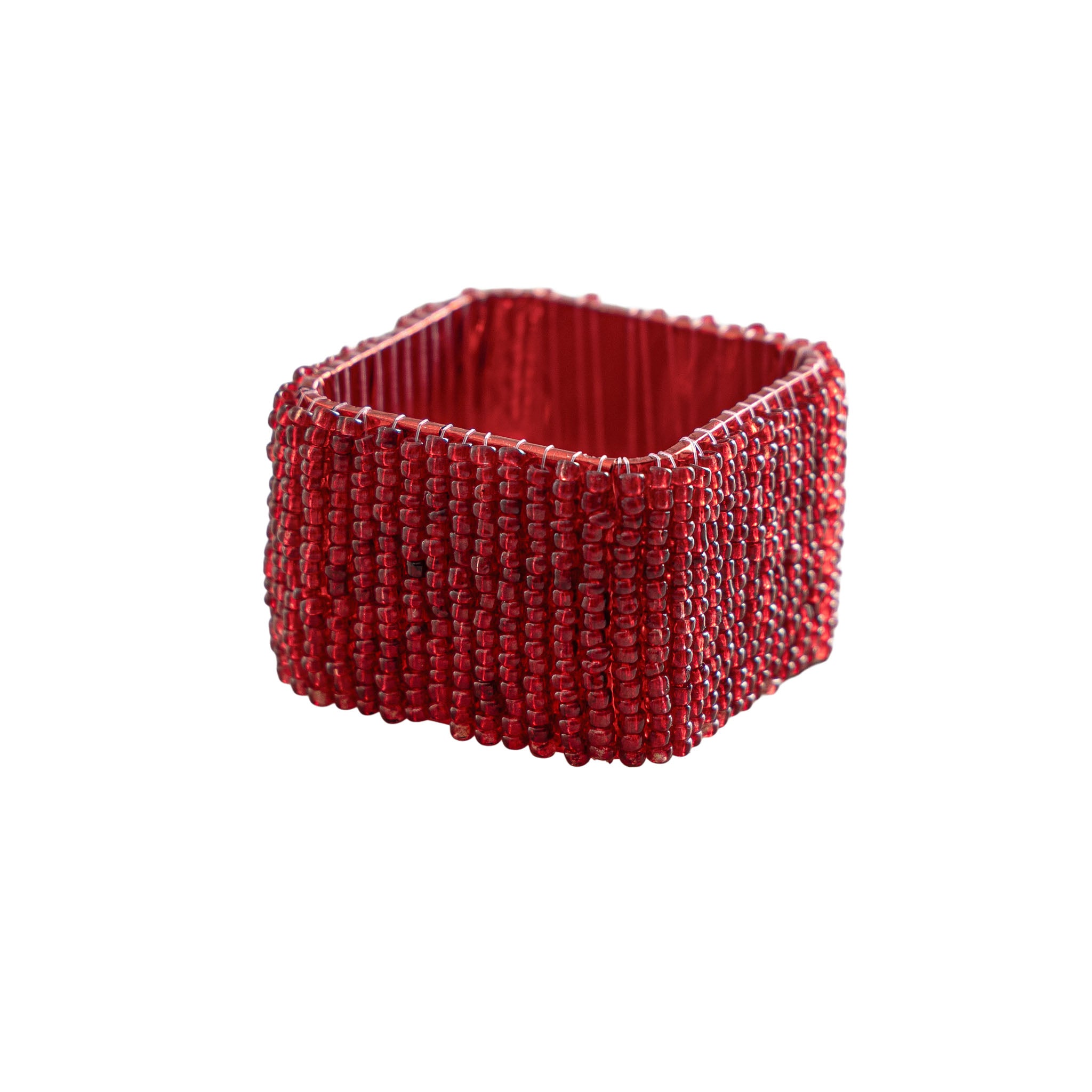 Classic Square Napkin Ring in Red, Set of 4