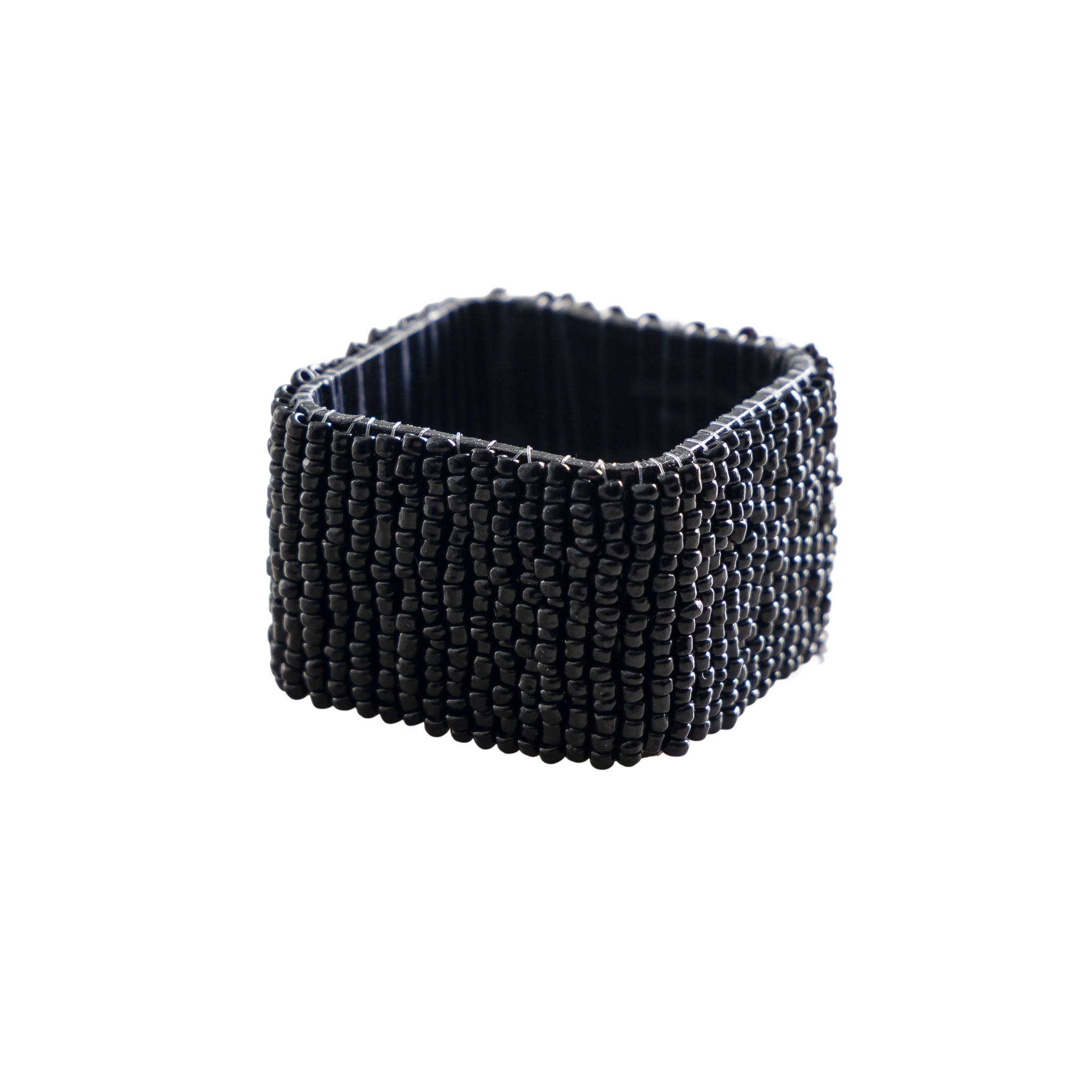 Classic Square Napkin Ring in Black, Set of 4