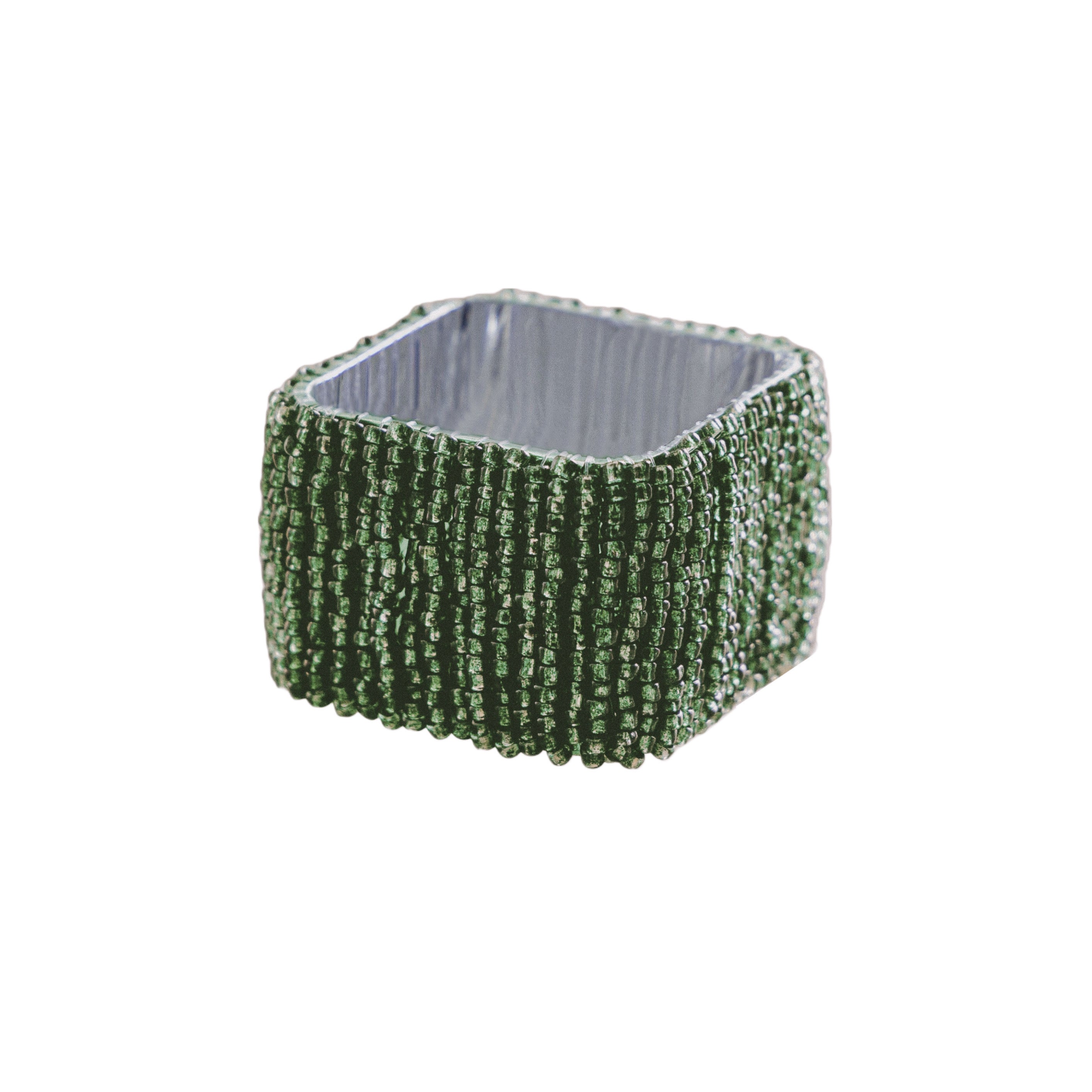 Classic Square Napkin Ring in Light Green, Set of 4