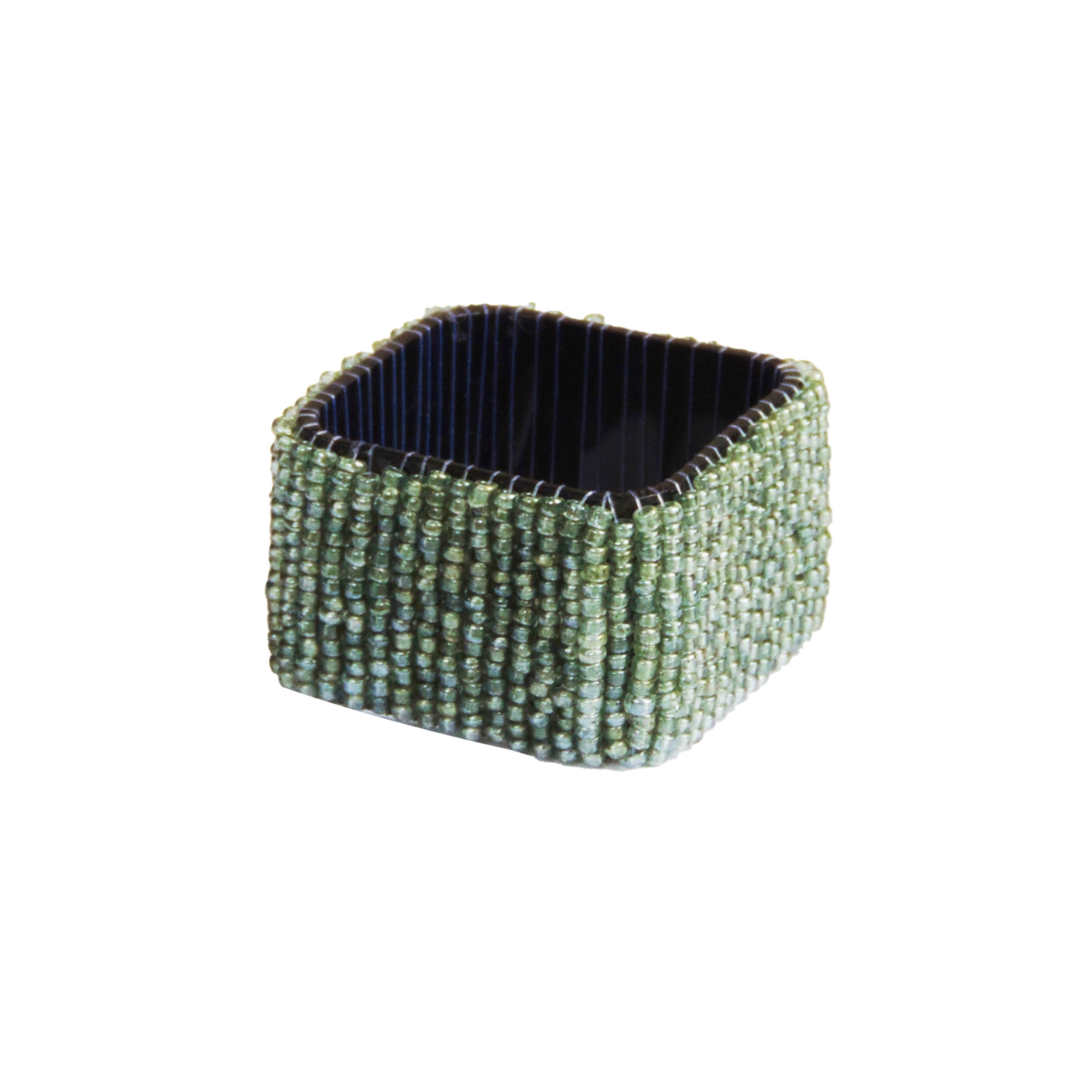 Classic Square Napkin Ring in Light Green, Set of 4