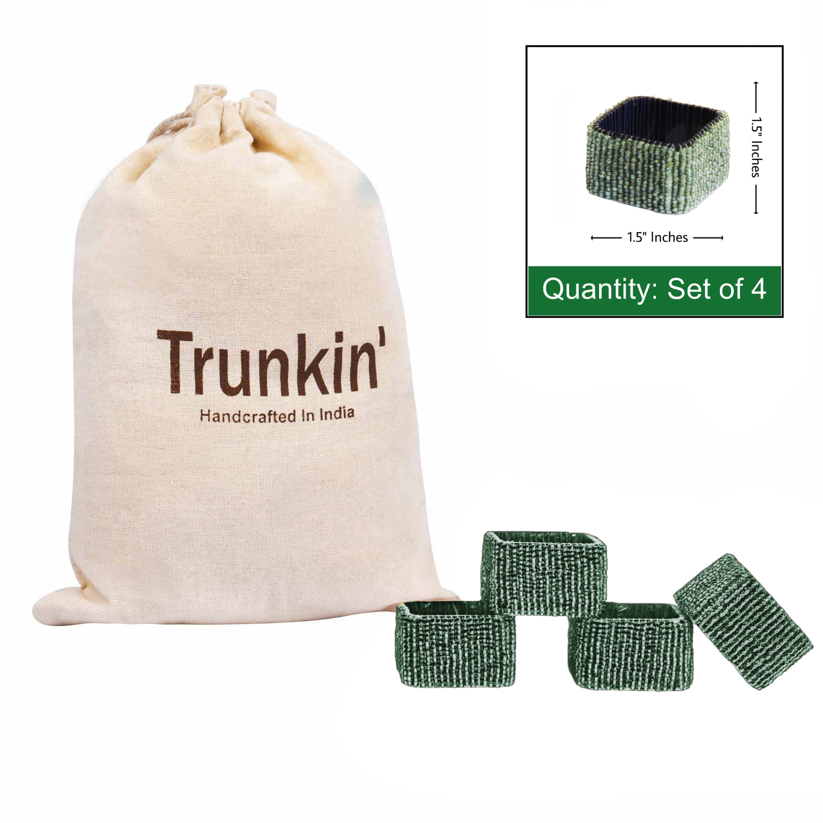 Classic Square Napkin Ring in Light Green, Set of 4