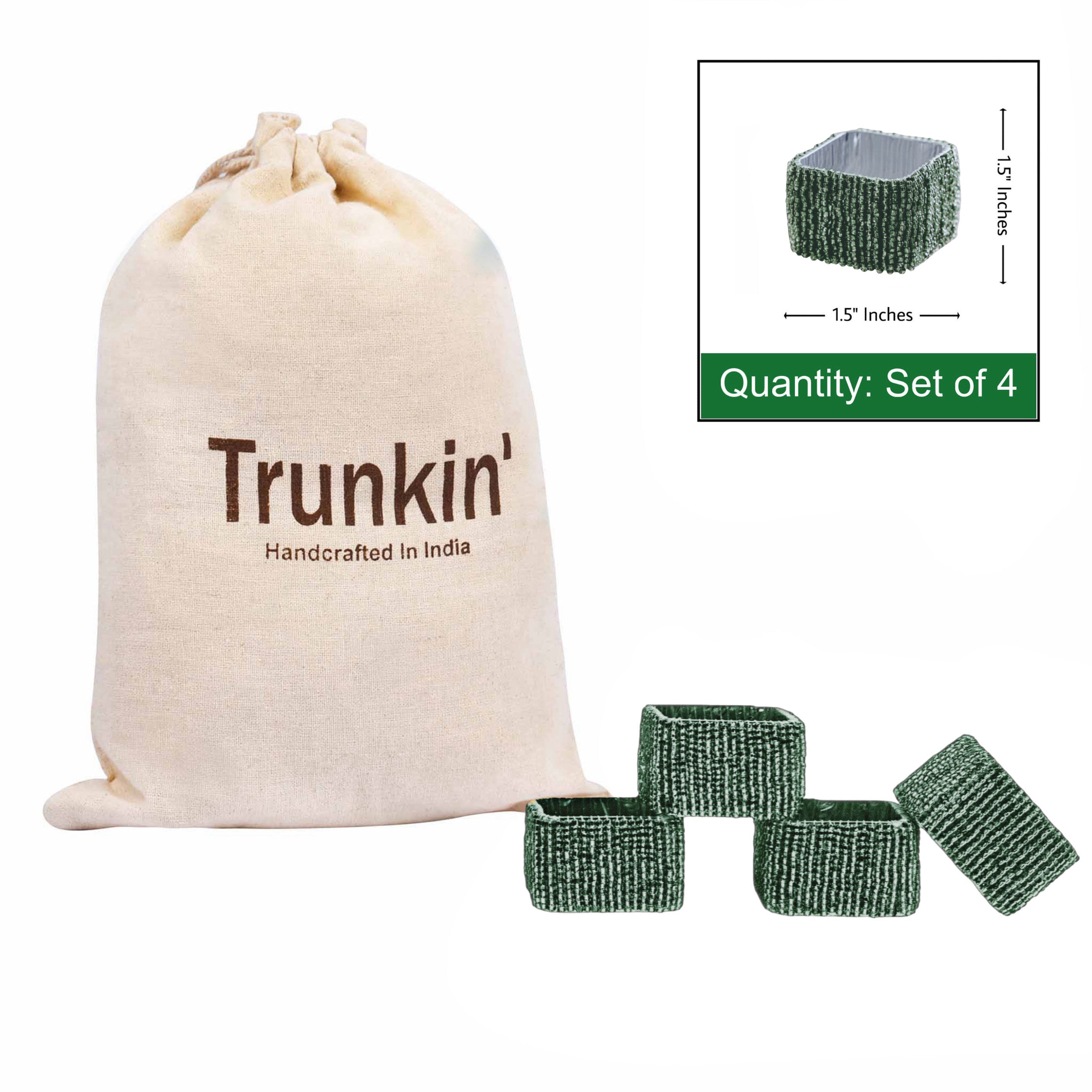 Classic Square Napkin Ring in Light Green, Set of 4