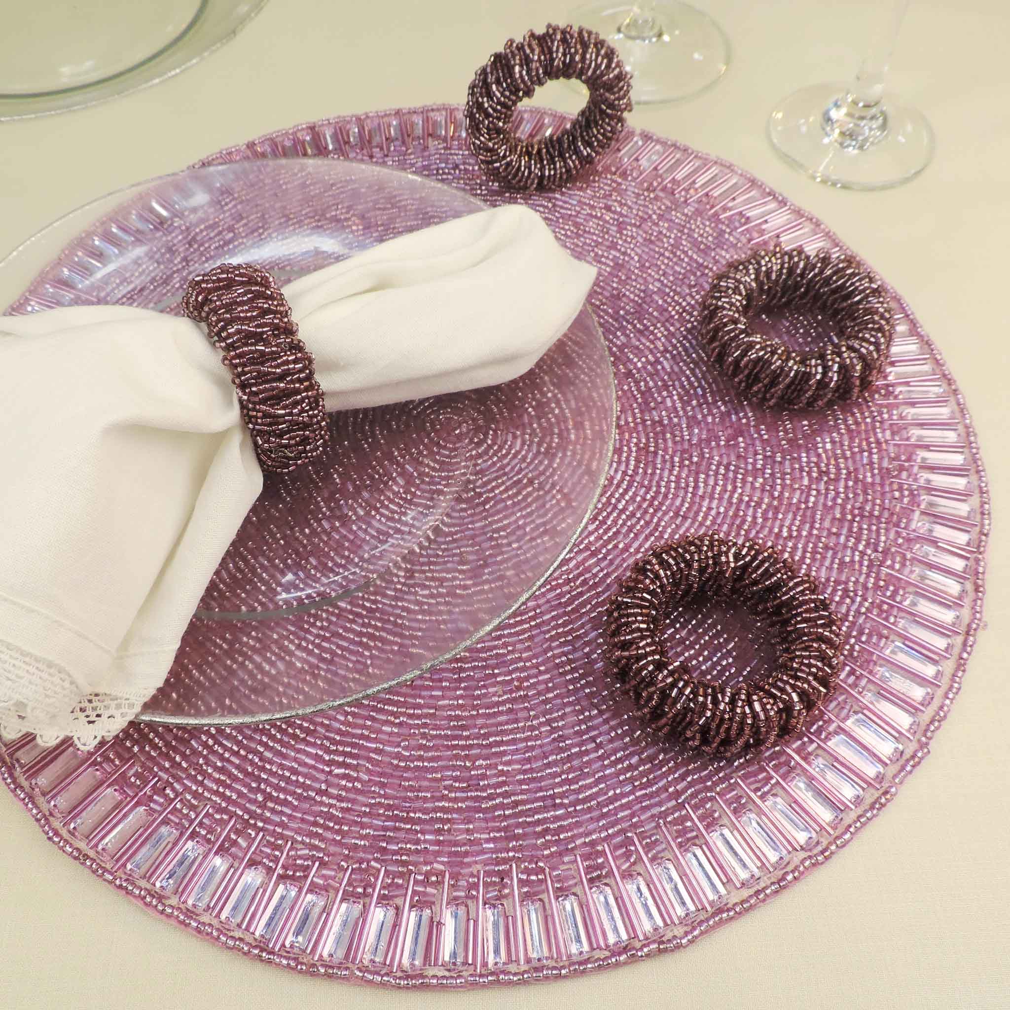 Bling-Bling Napkin Ring in Purple, Set of 4