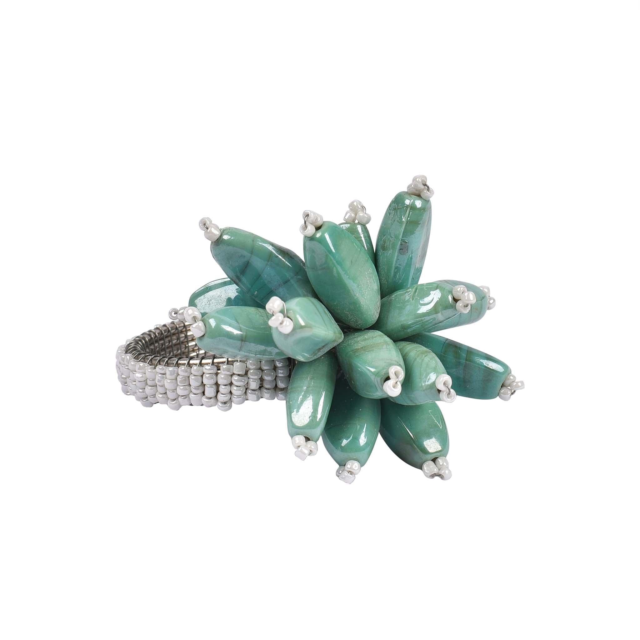 Blossom Napkin Ring in Aqua, Set of 4