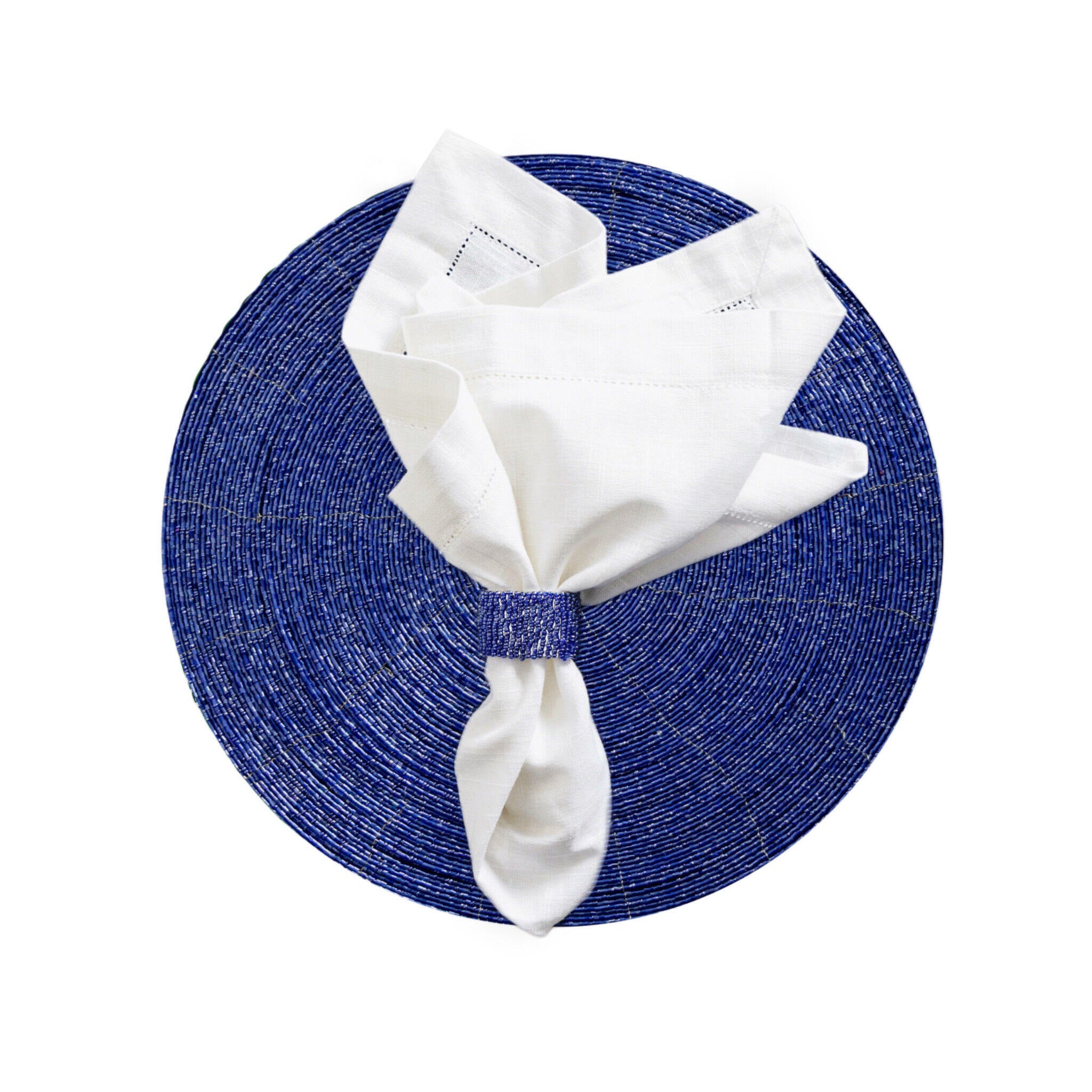 Glass Bead Placemat in Blue, Set of 4