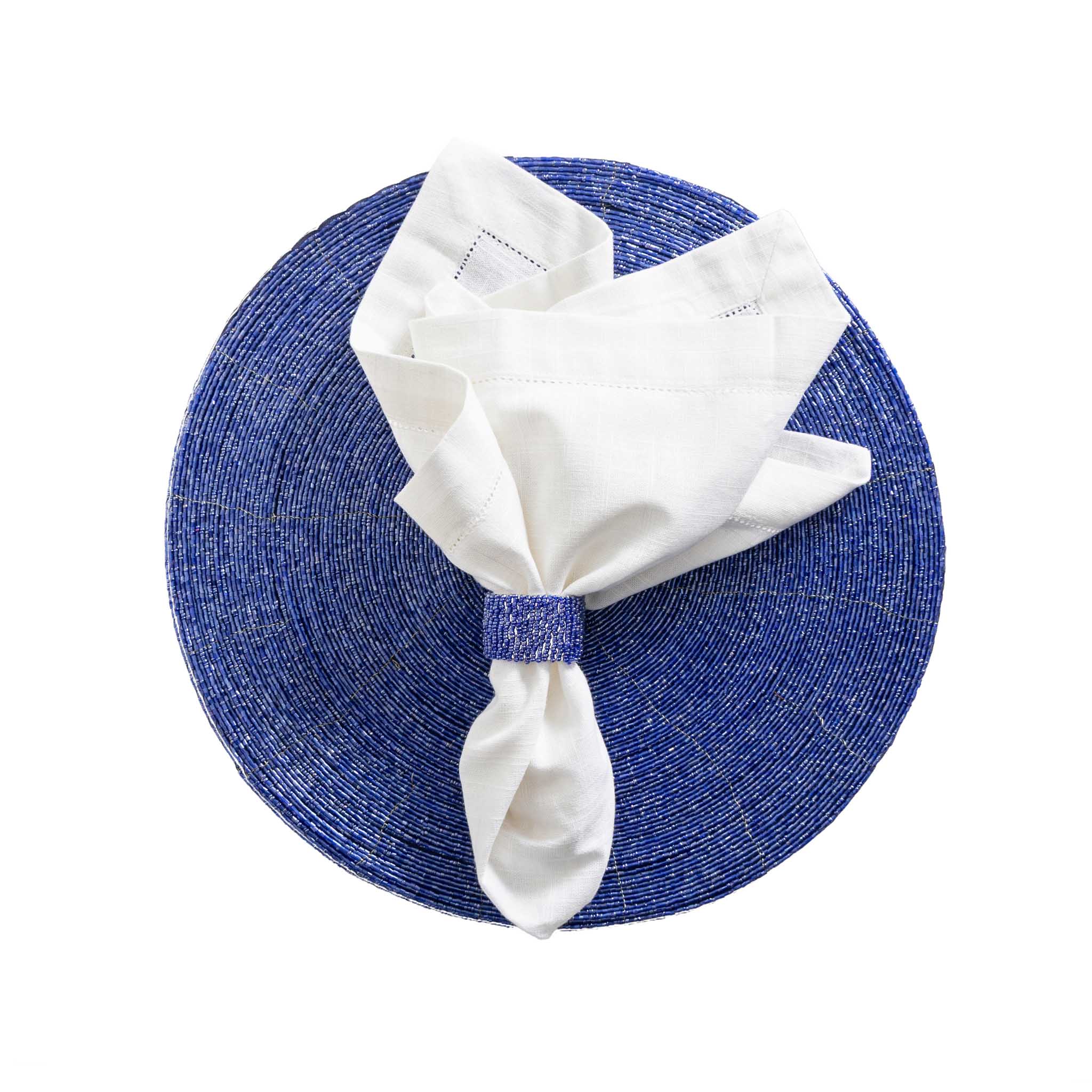 Glass Bead Placemat in Blue, Set of 4