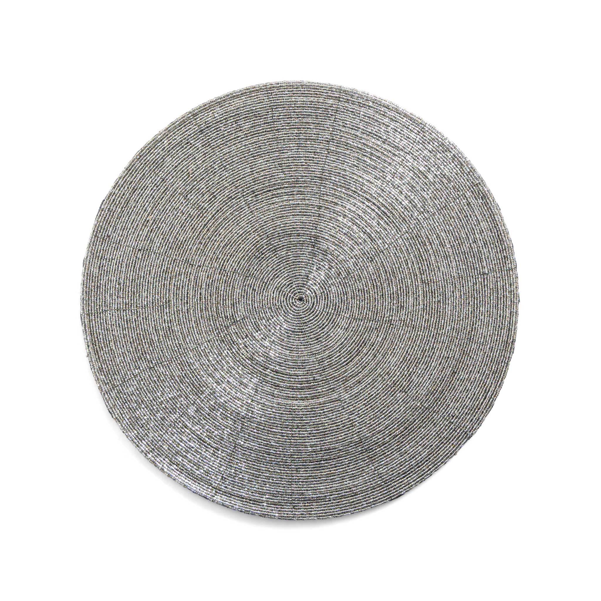 Glass Bead Placemat in Silver, Set of 4