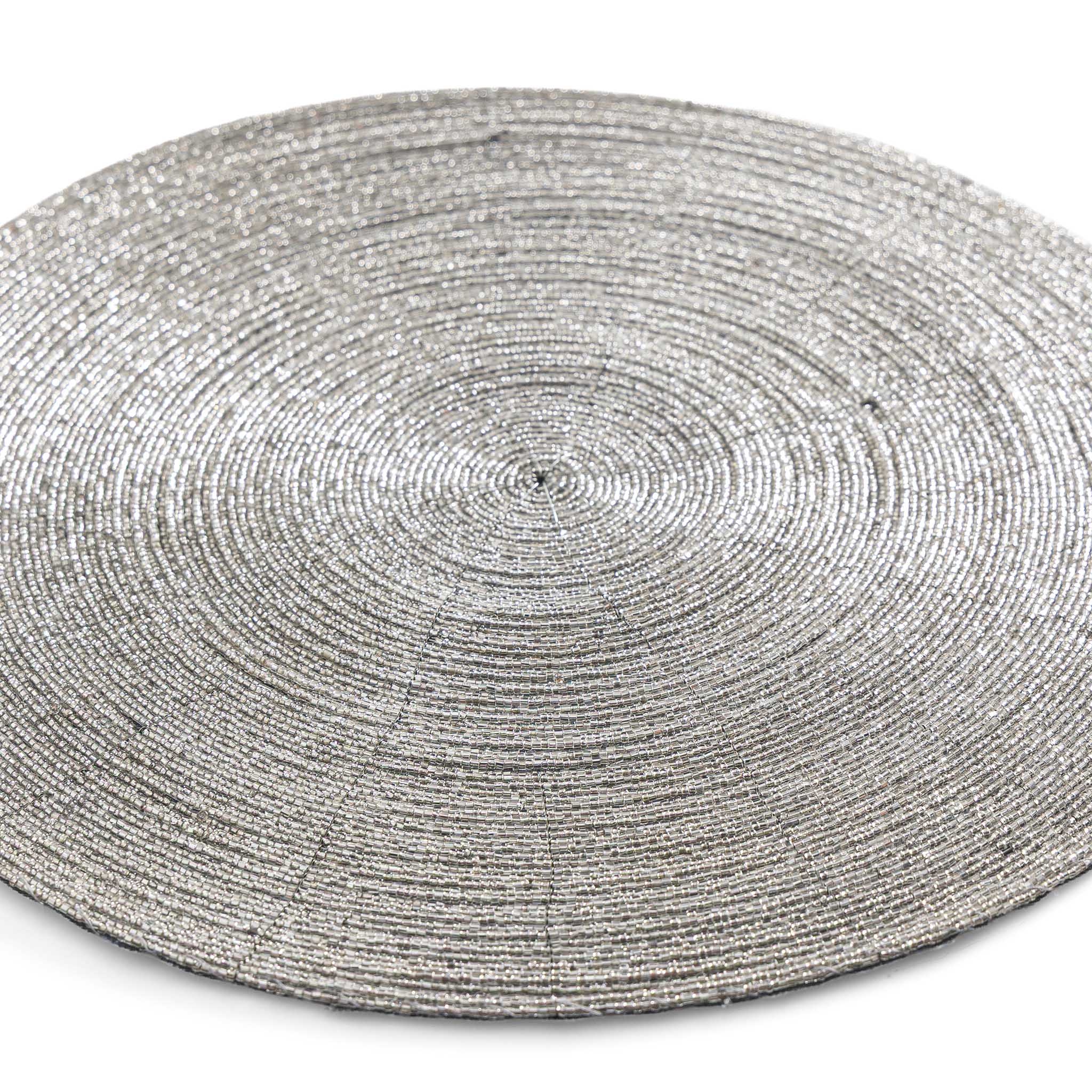 Glass Bead Placemat in Silver, Set of 4