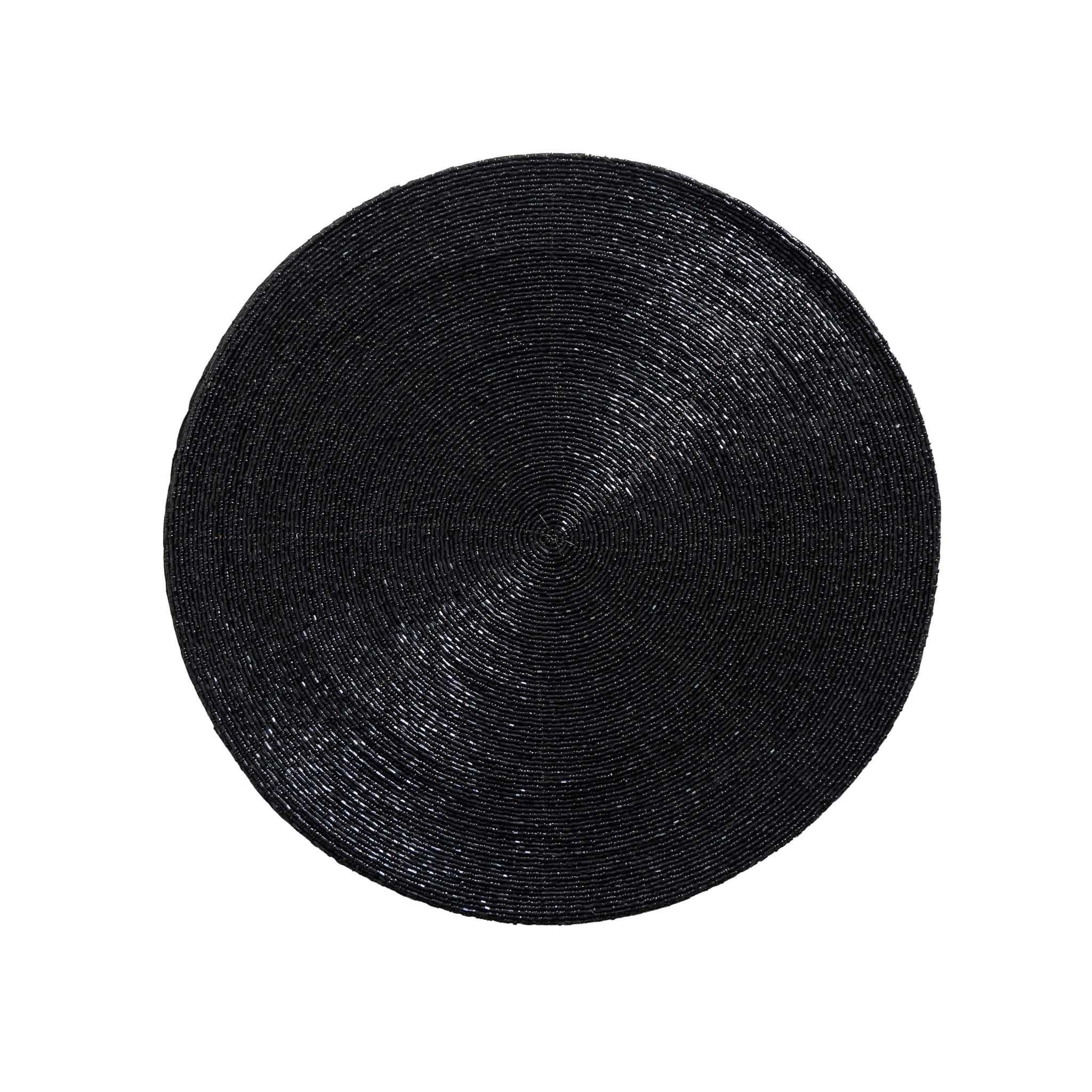 Glass Bead Placemat in Black, Set of 4