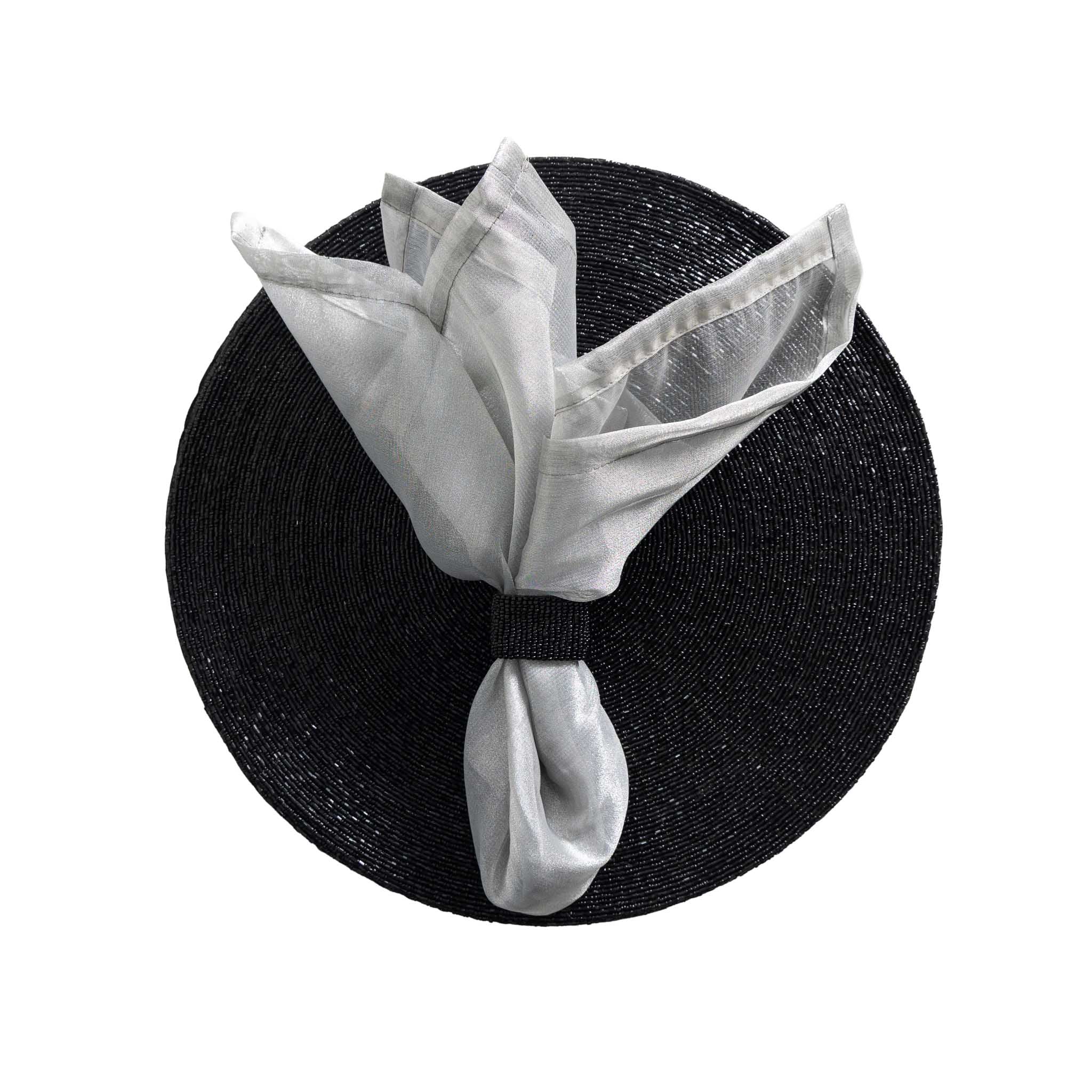 Glass Bead Placemat in Black, Set of 4