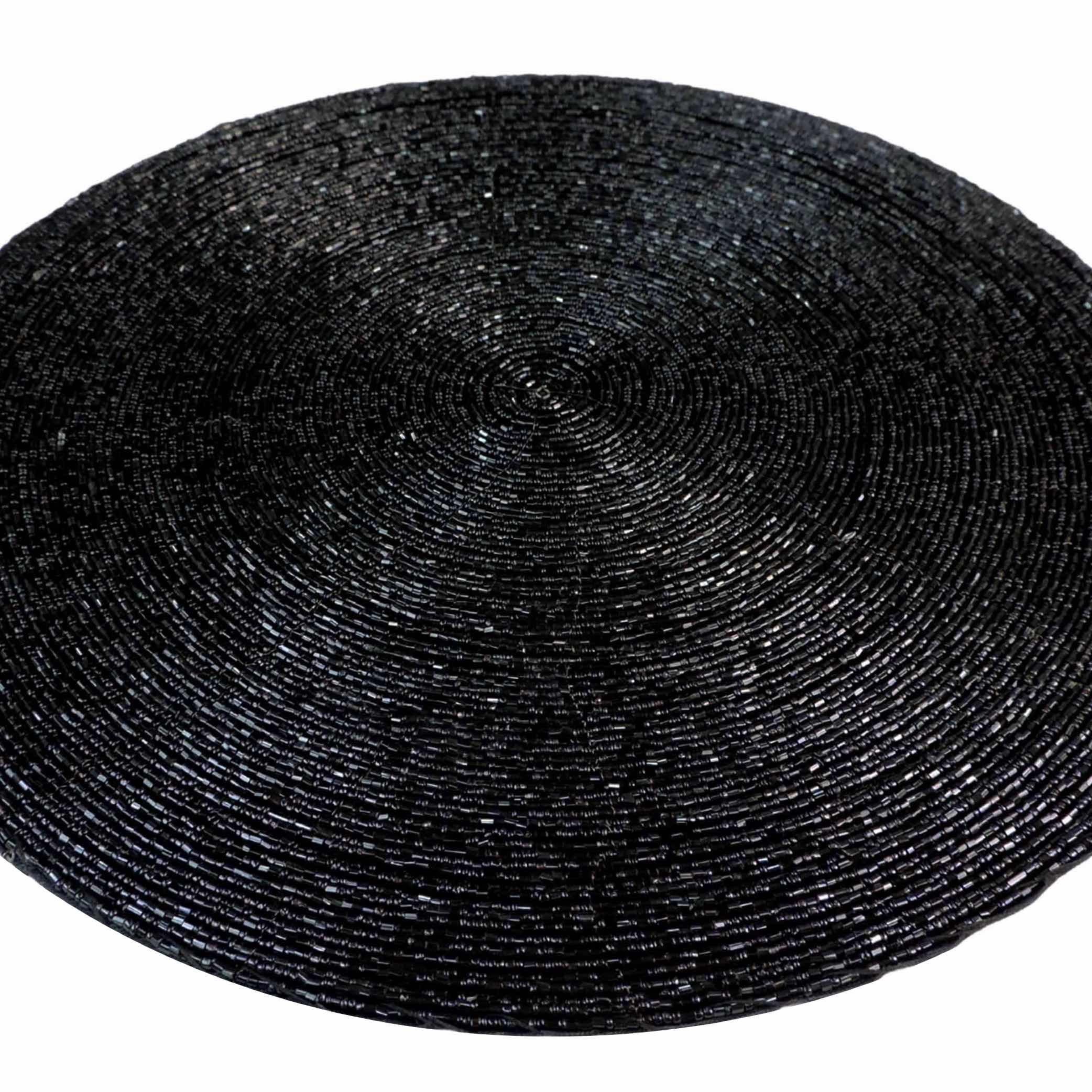 Glass Bead Placemat in Black, Set of 4