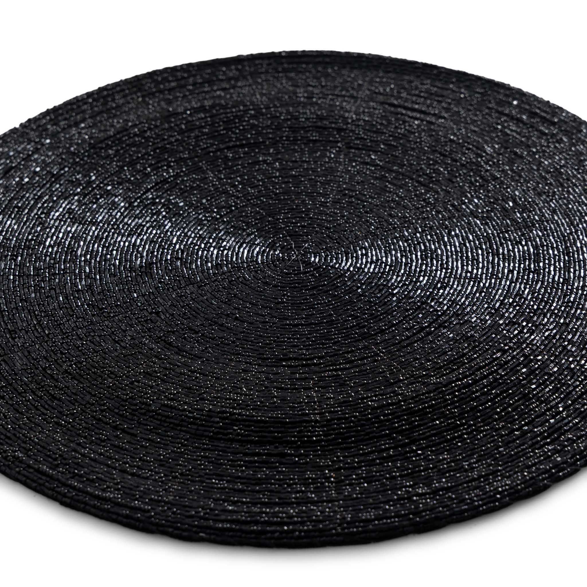 Glass Bead Placemat in Black, Set of 4