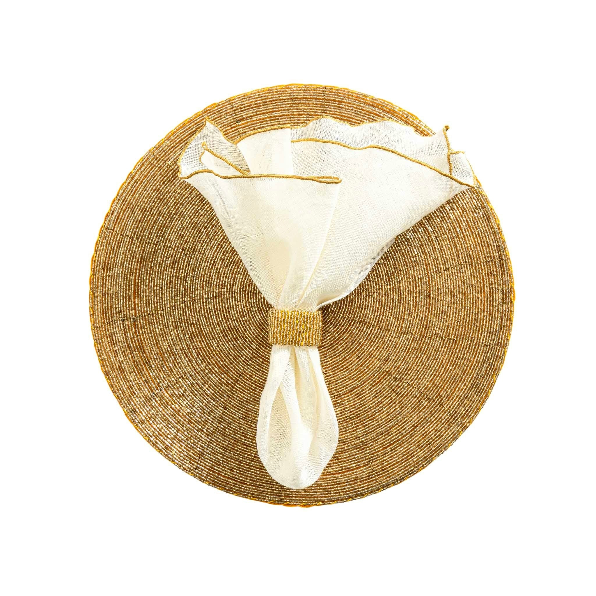 Glass Bead Placemat in Gold, Set of 4