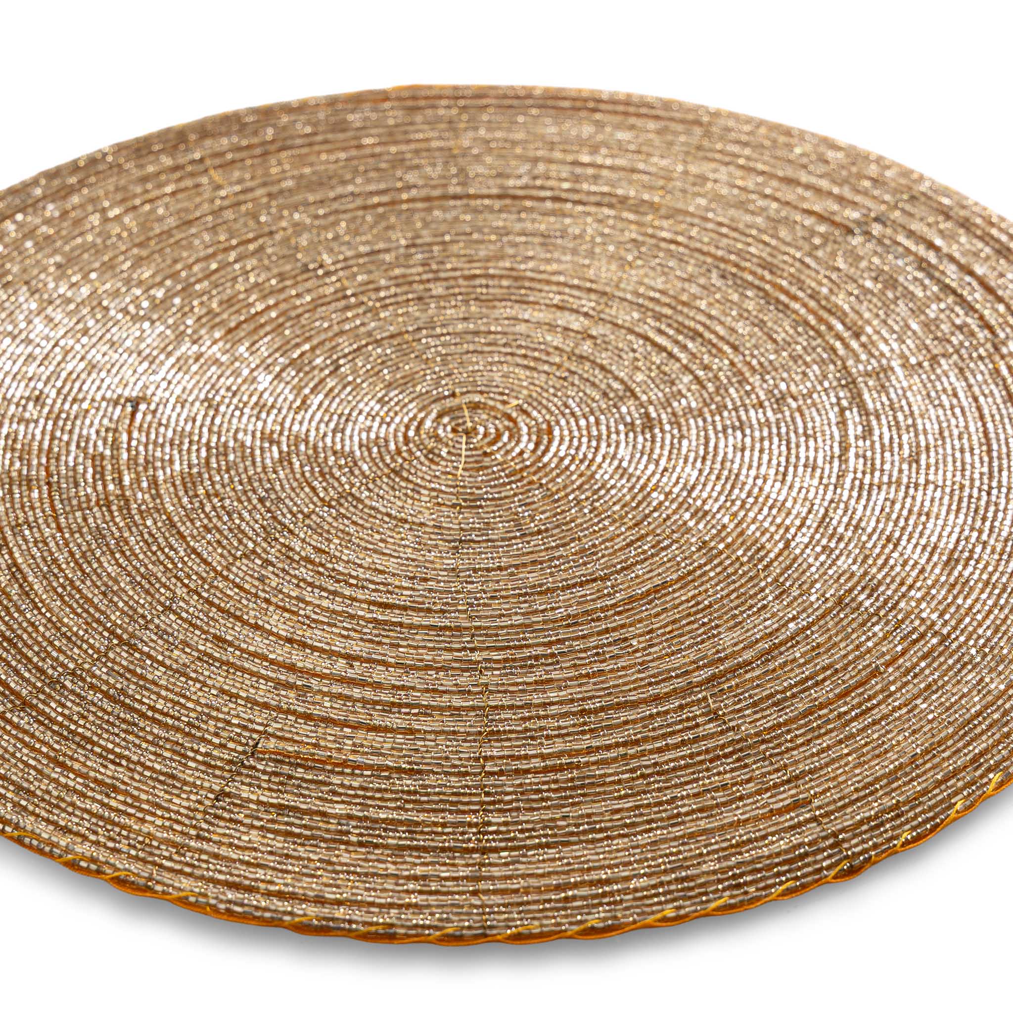 Glass Bead Placemat in Gold, Set of 4