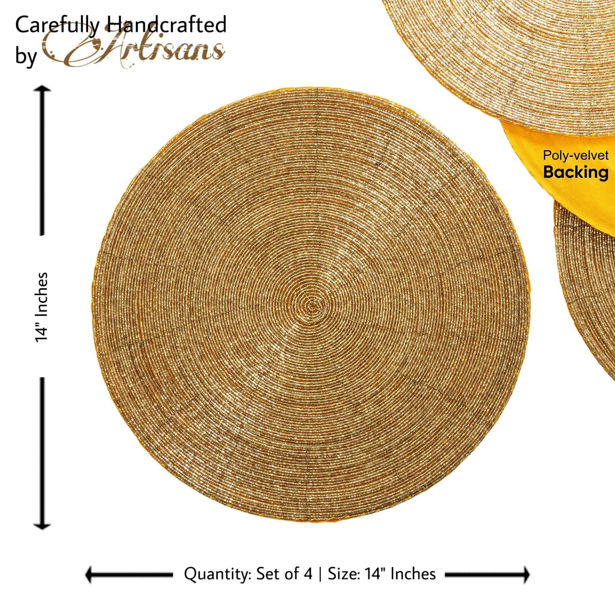 Glass Bead Placemat in Gold, Set of 4