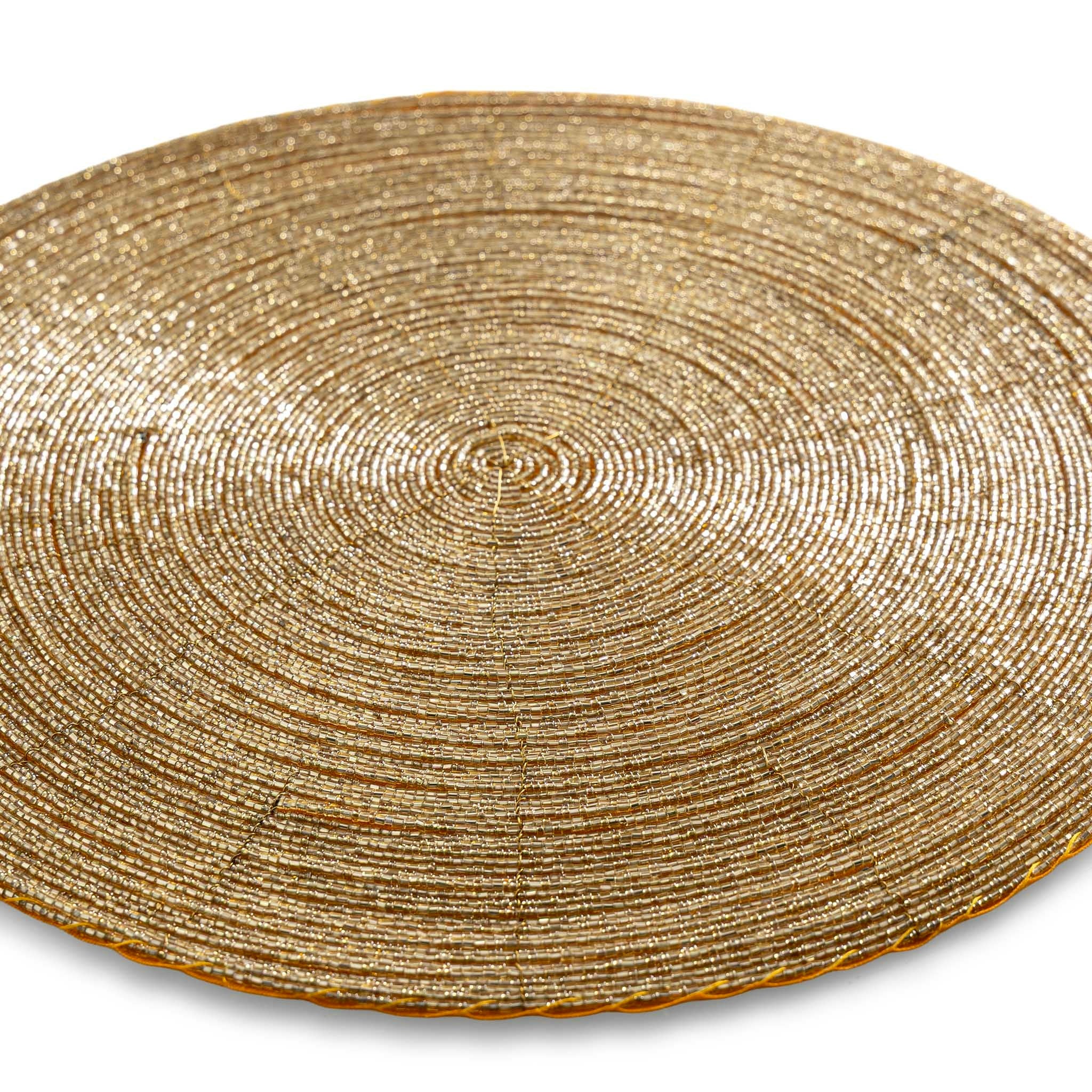 Glass Bead Placemat in Gold, Set of 4