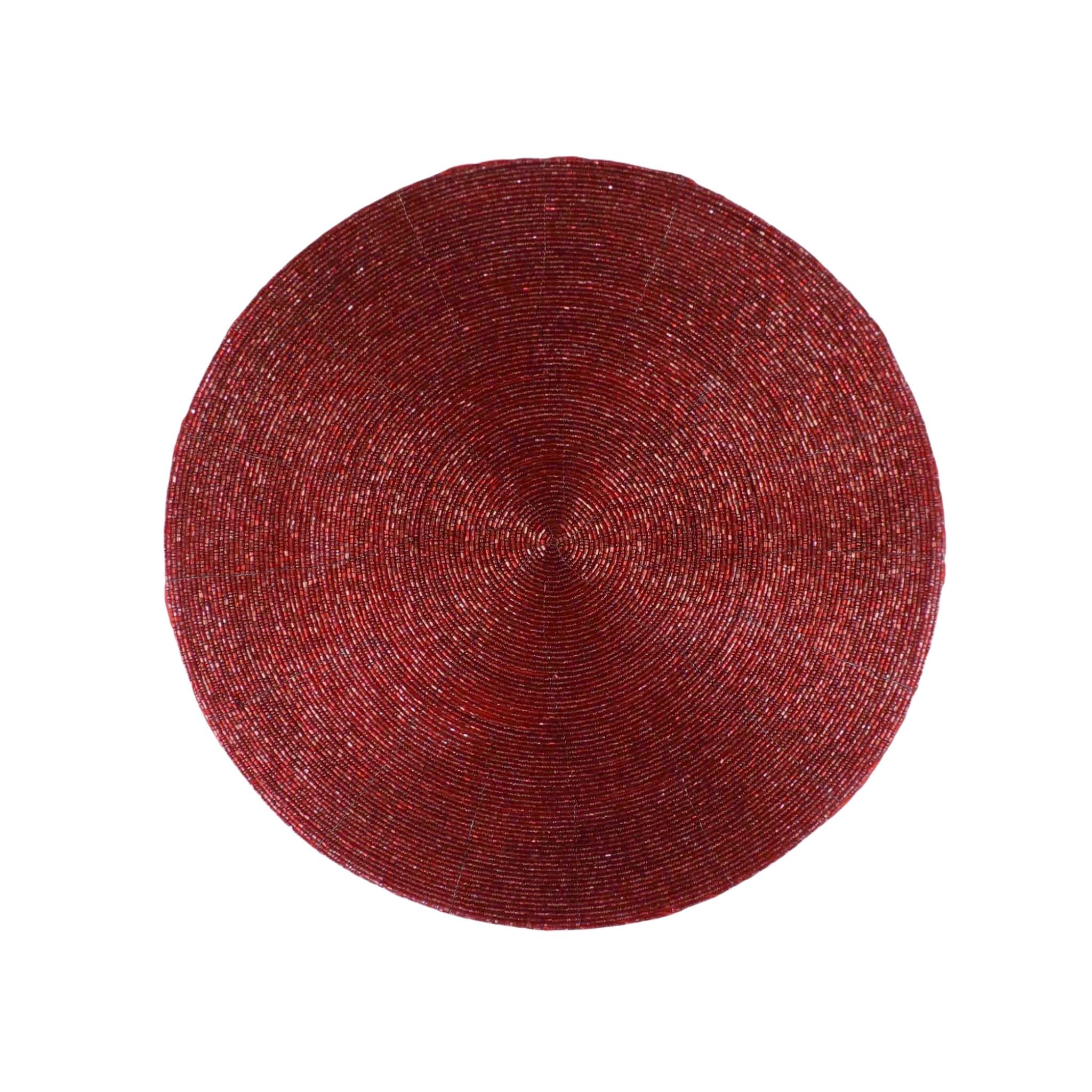 Glass Bead Placemat in Red, Set of 4