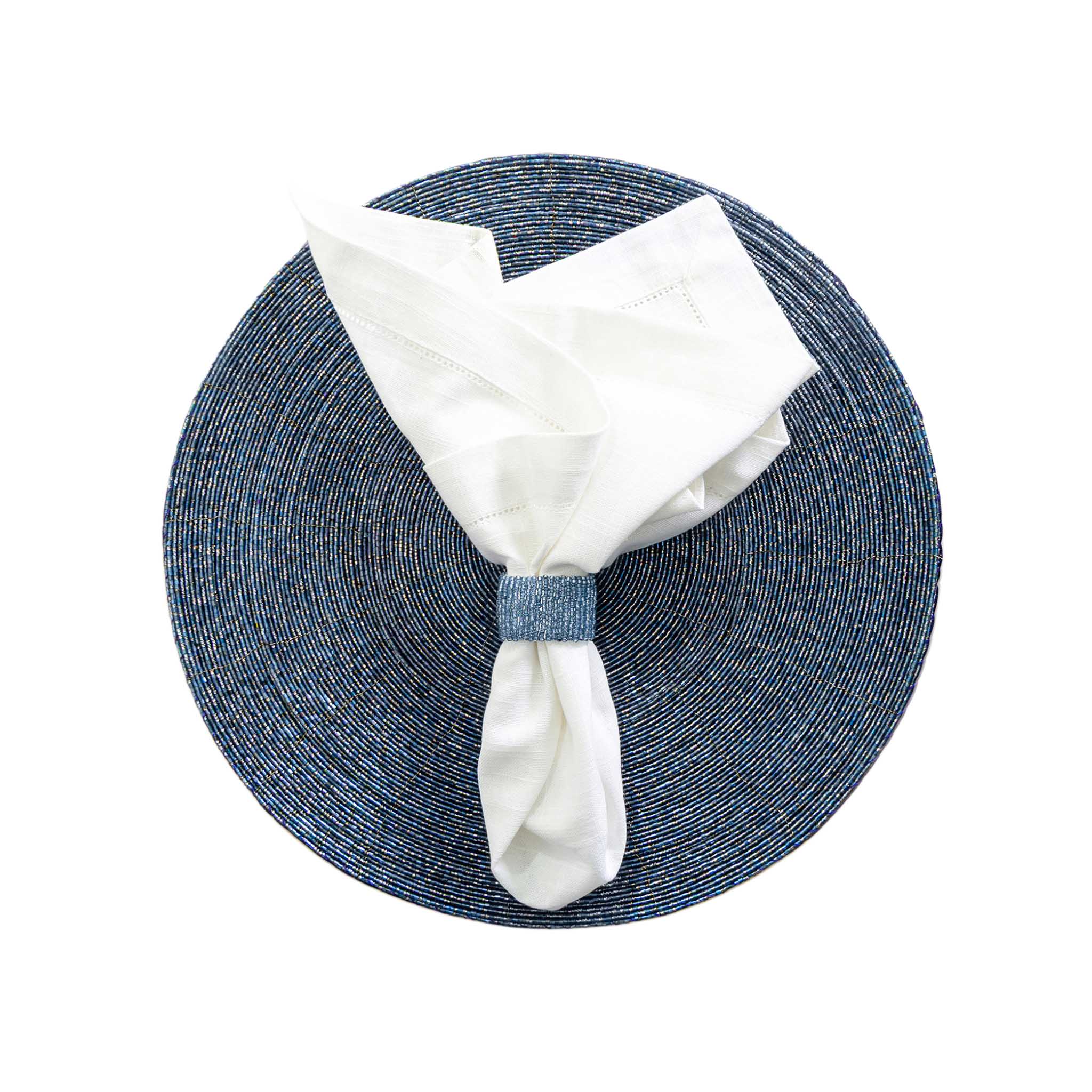 Glass Bead Placemat in Light Blue, Set of 4