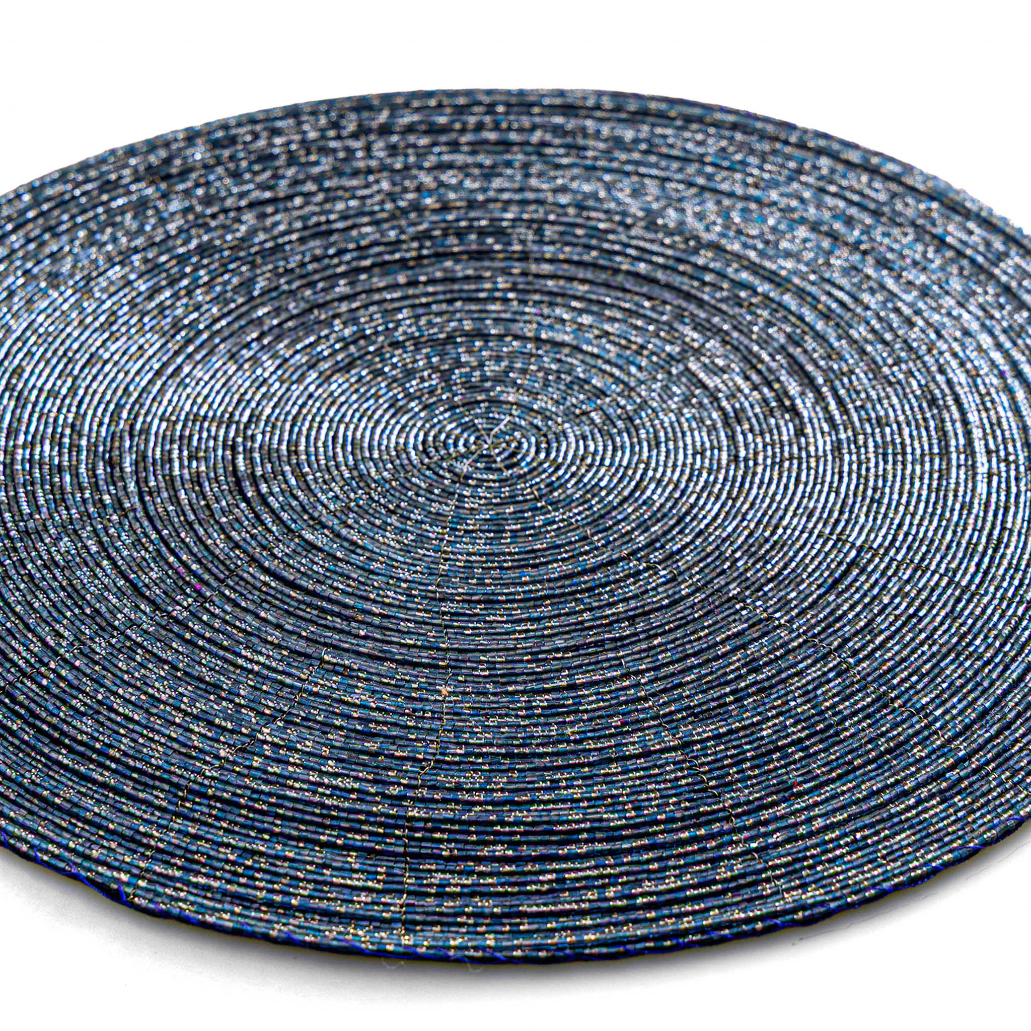 Glass Bead Placemat in Light Blue, Set of 4