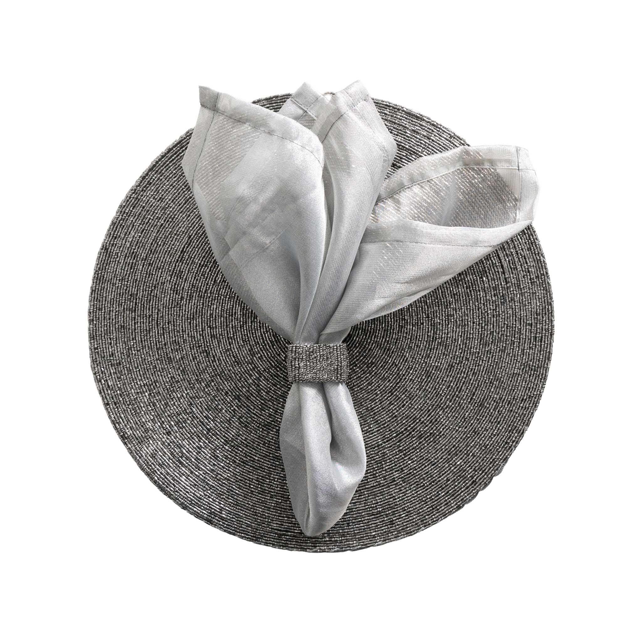 Glass Bead Placemat in Smoke, Set of 4