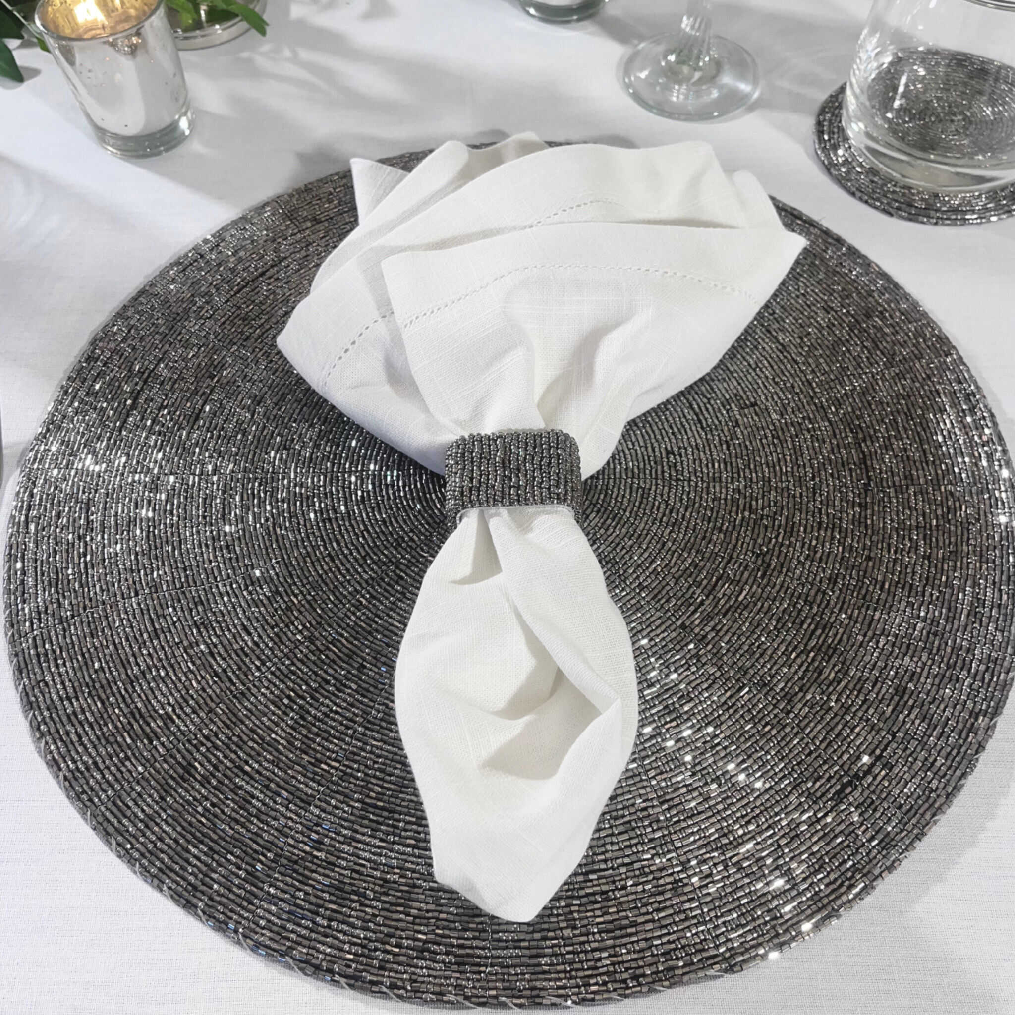 Glass Bead Placemat in Smoke, Set of 4