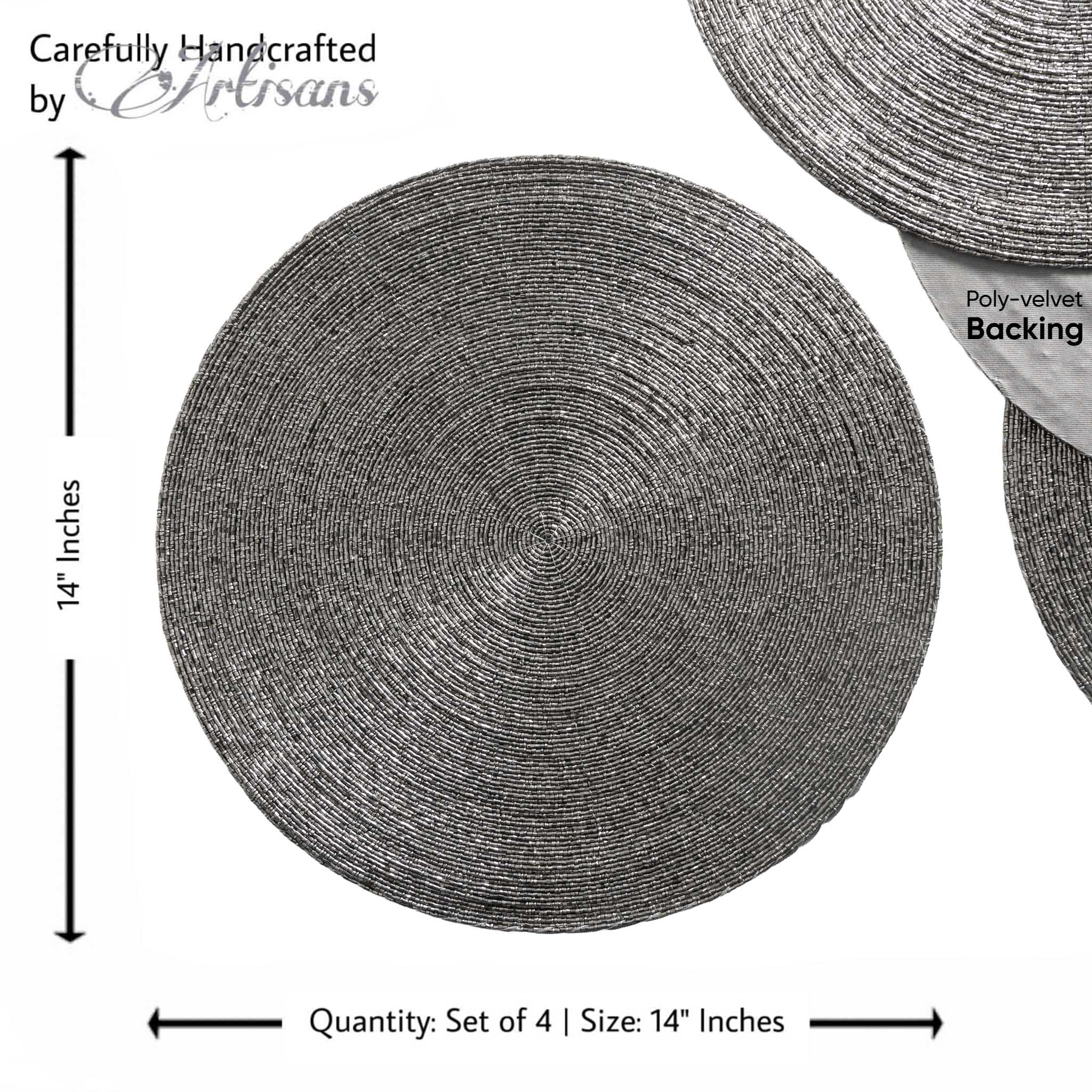 Glass Bead Placemat in Smoke, Set of 4