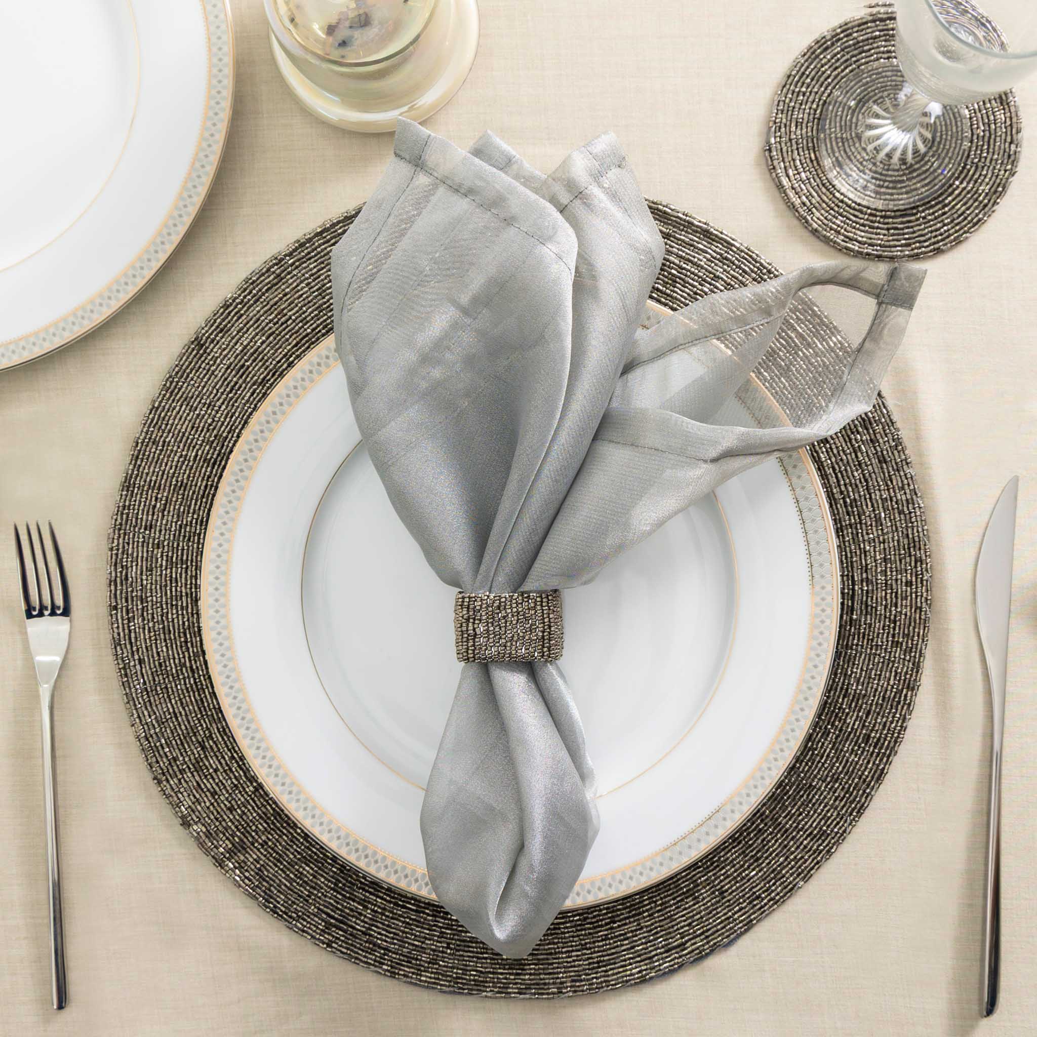 Glass Bead Placemat in Smoke, Set of 4