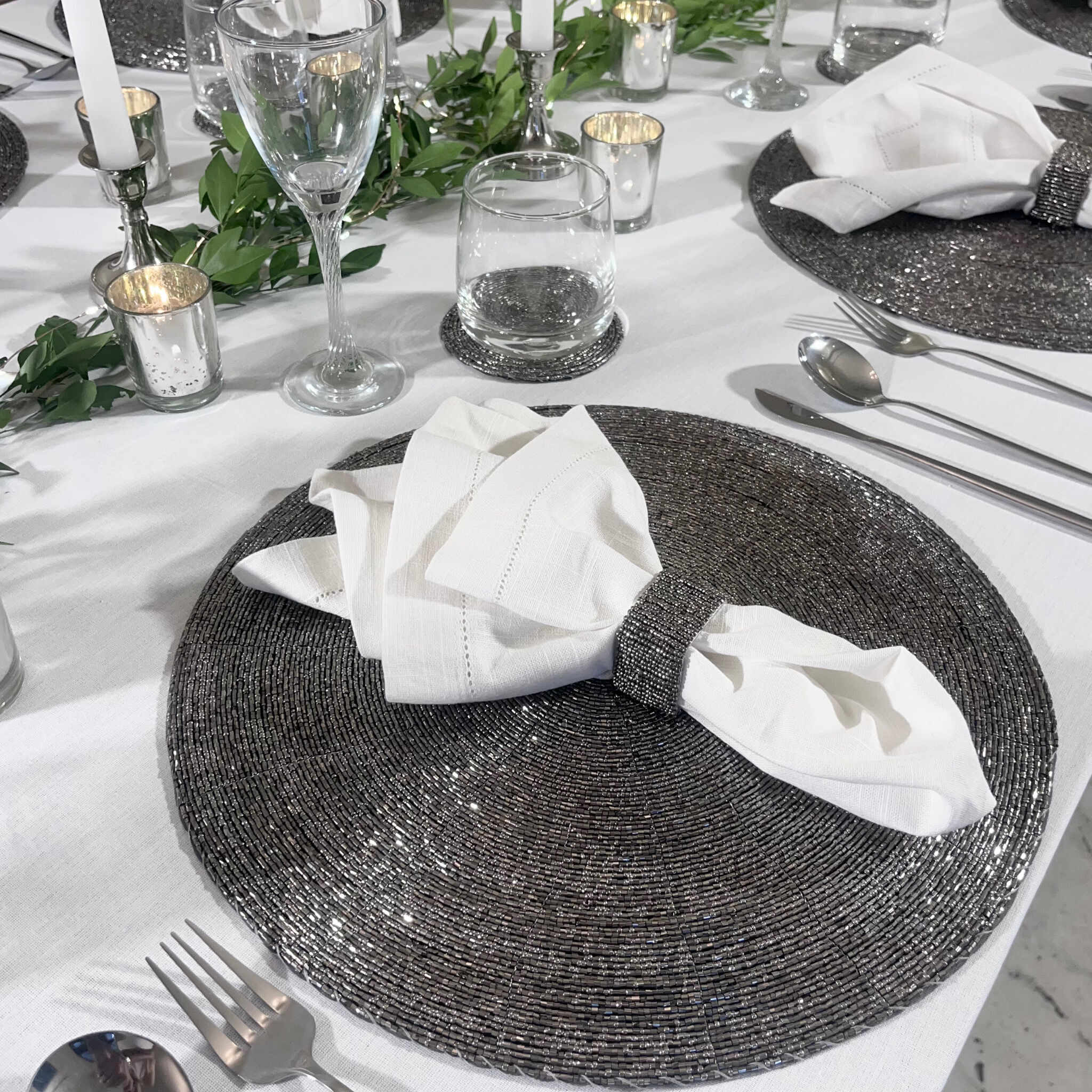 Glass Bead Placemat in Smoke, Set of 4