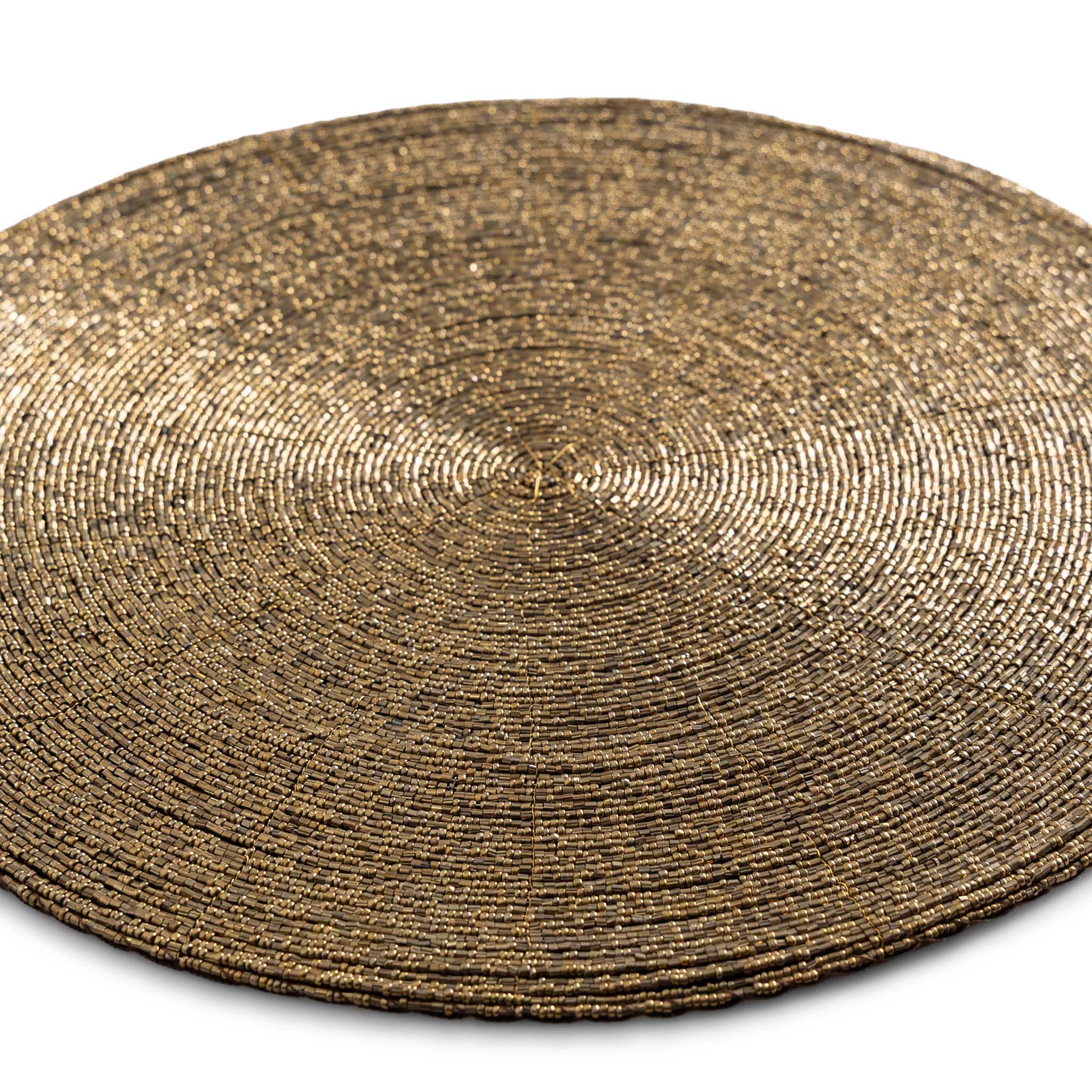 Glass Bead Placemat in Deep Antique Gold, Set of 4