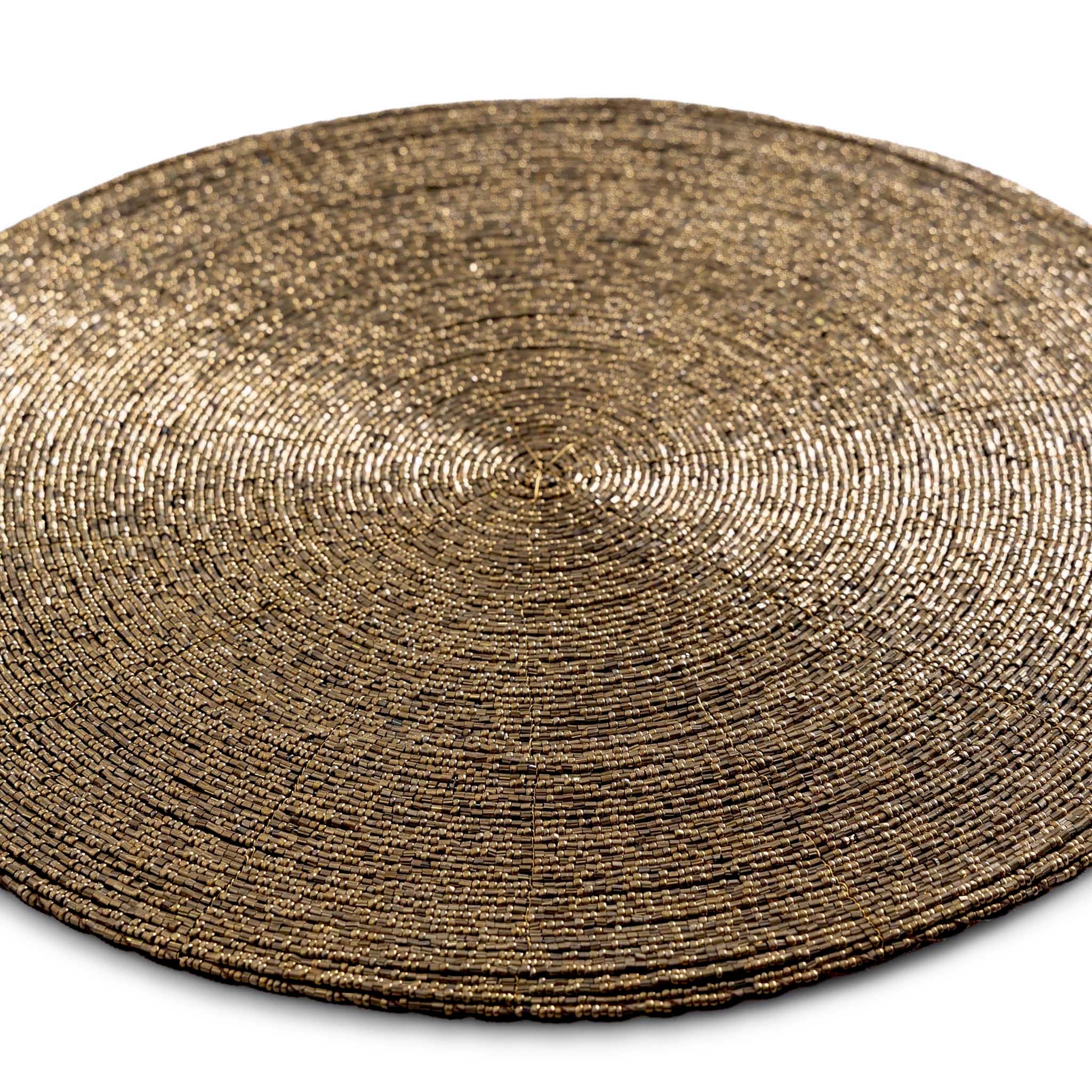 Glass Bead Placemat in Deep Antique Gold, Set of 4